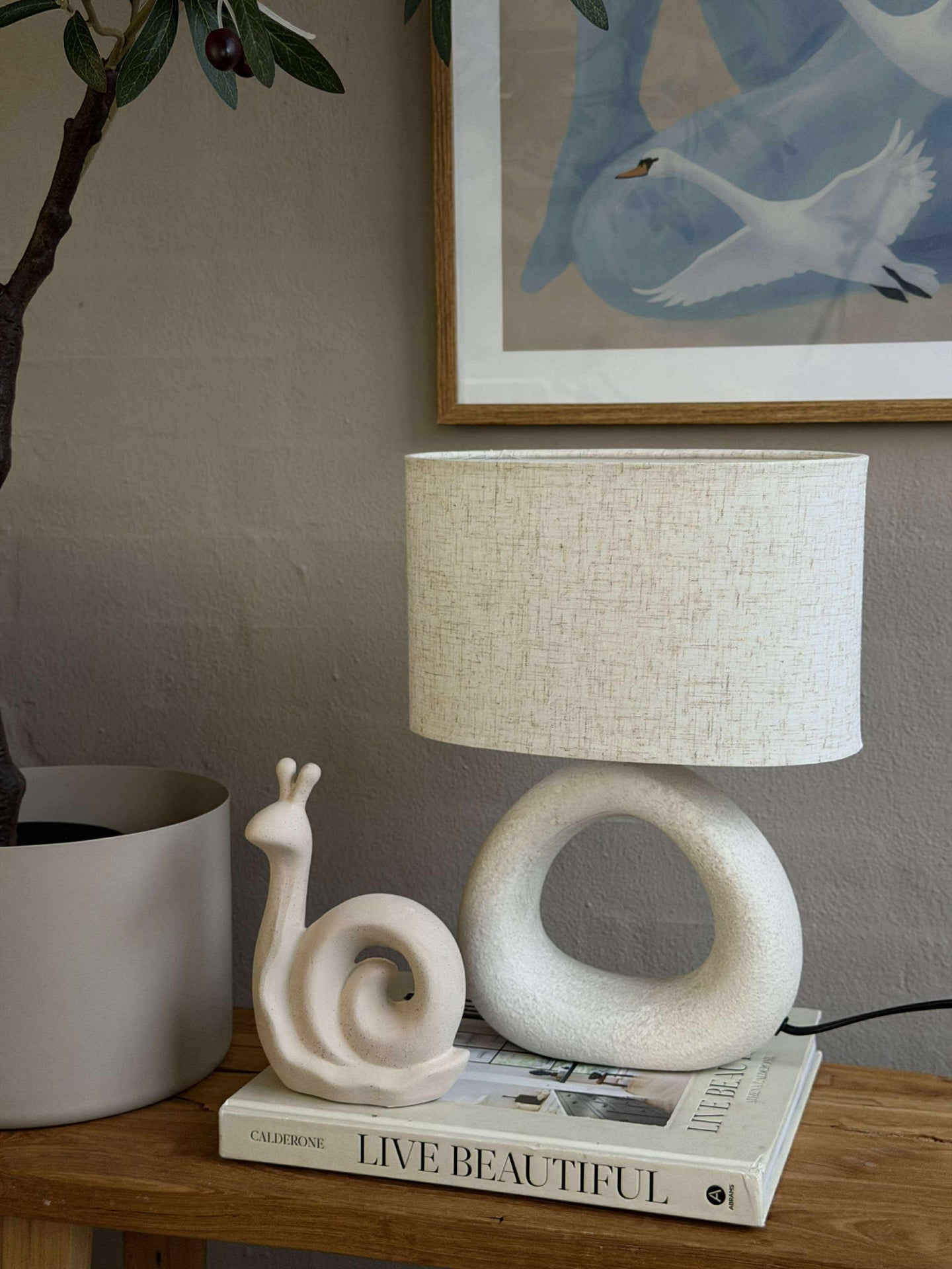 Tischlampe STONEWARE - Hell Natur