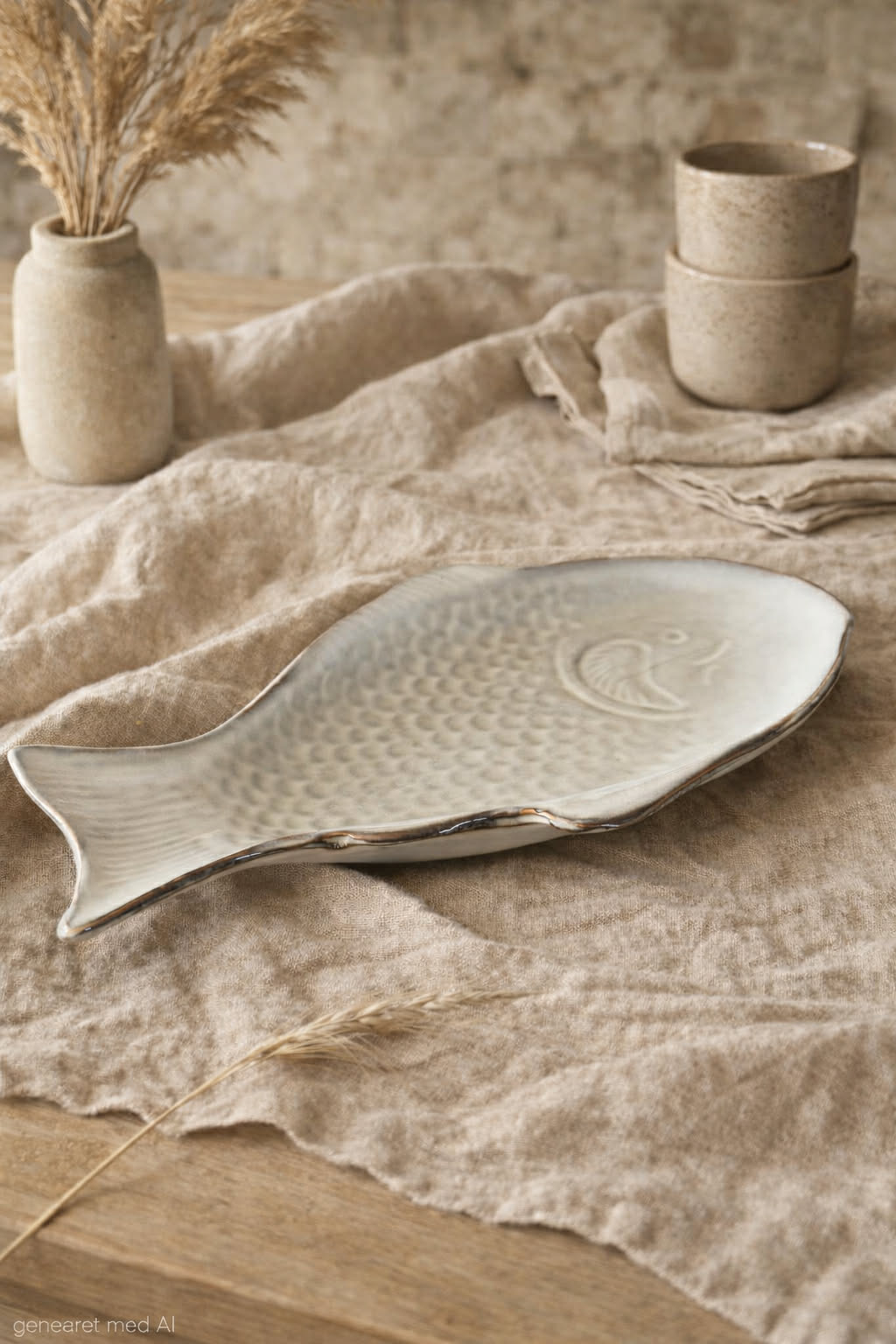 Fischteller Steingut - Stone