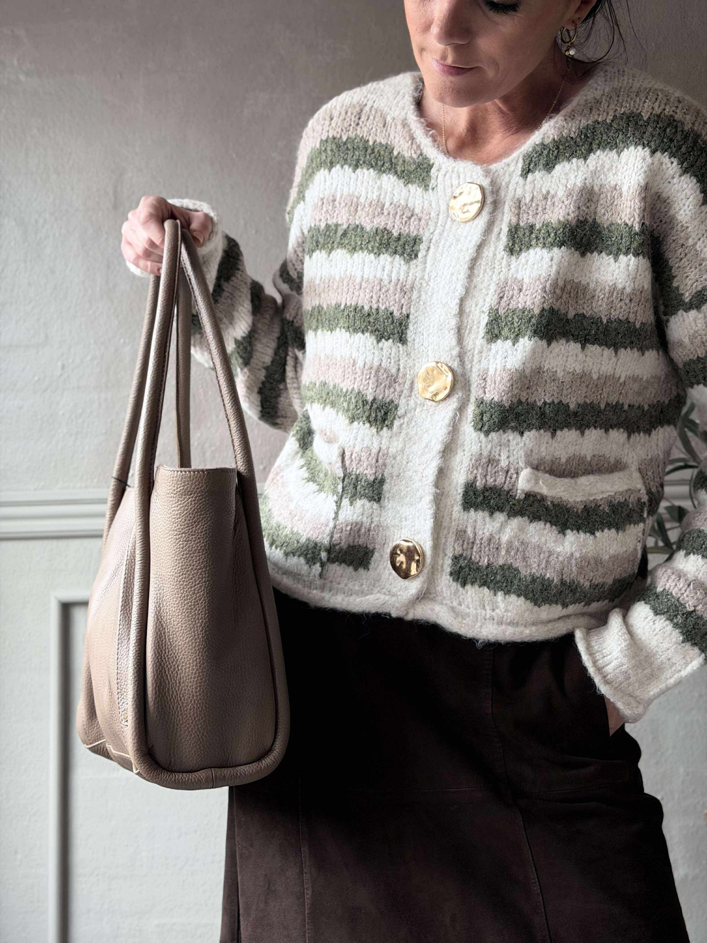 Schultertasche Taupe