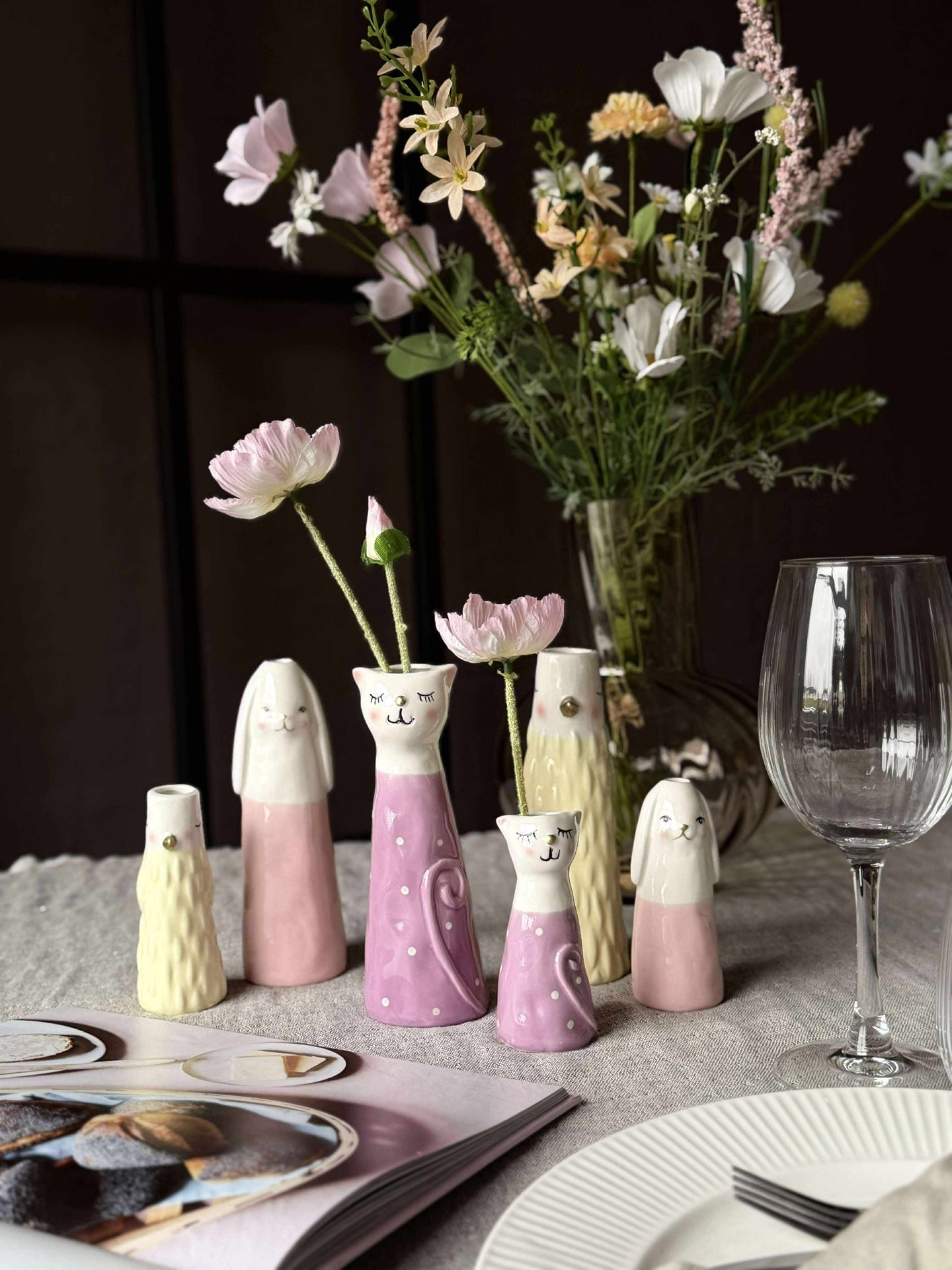 Vase - Rosa Kaninchen in mehreren Größen