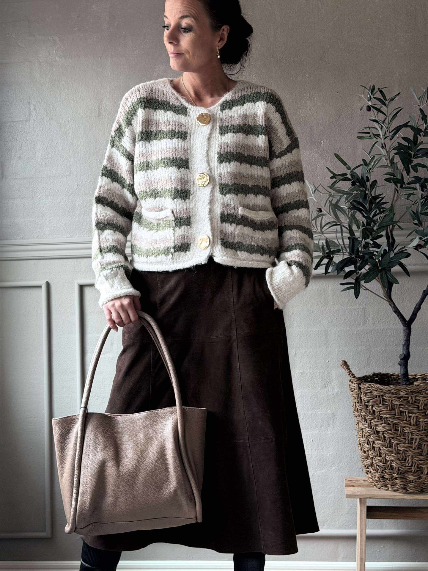 Schultertasche Taupe