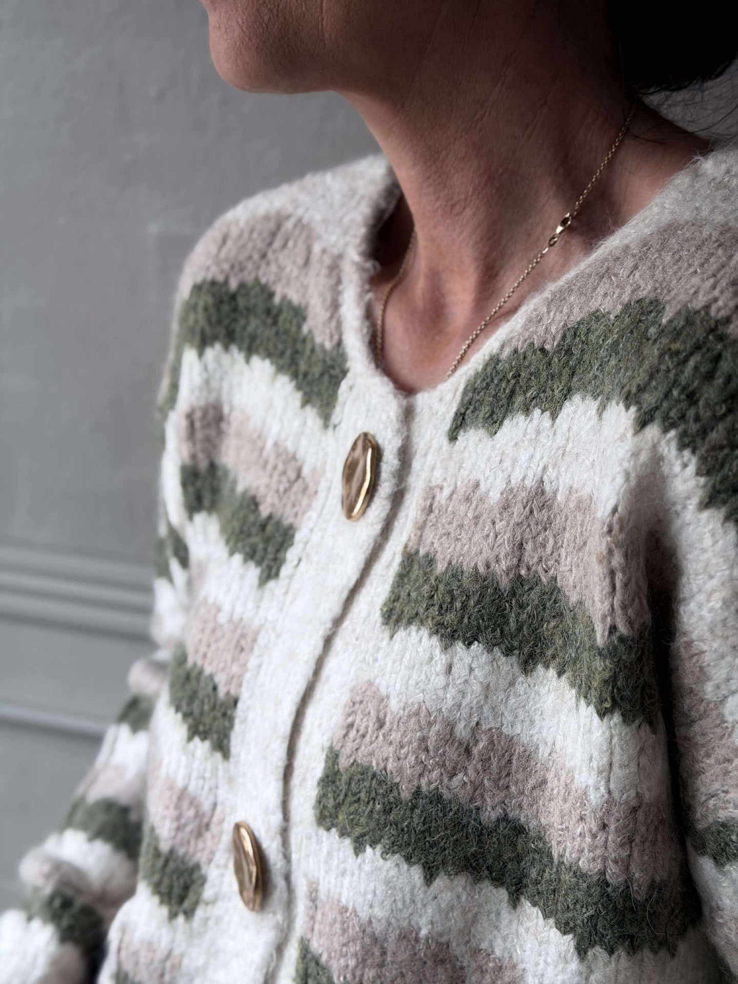 Cardigan Grün gestreift