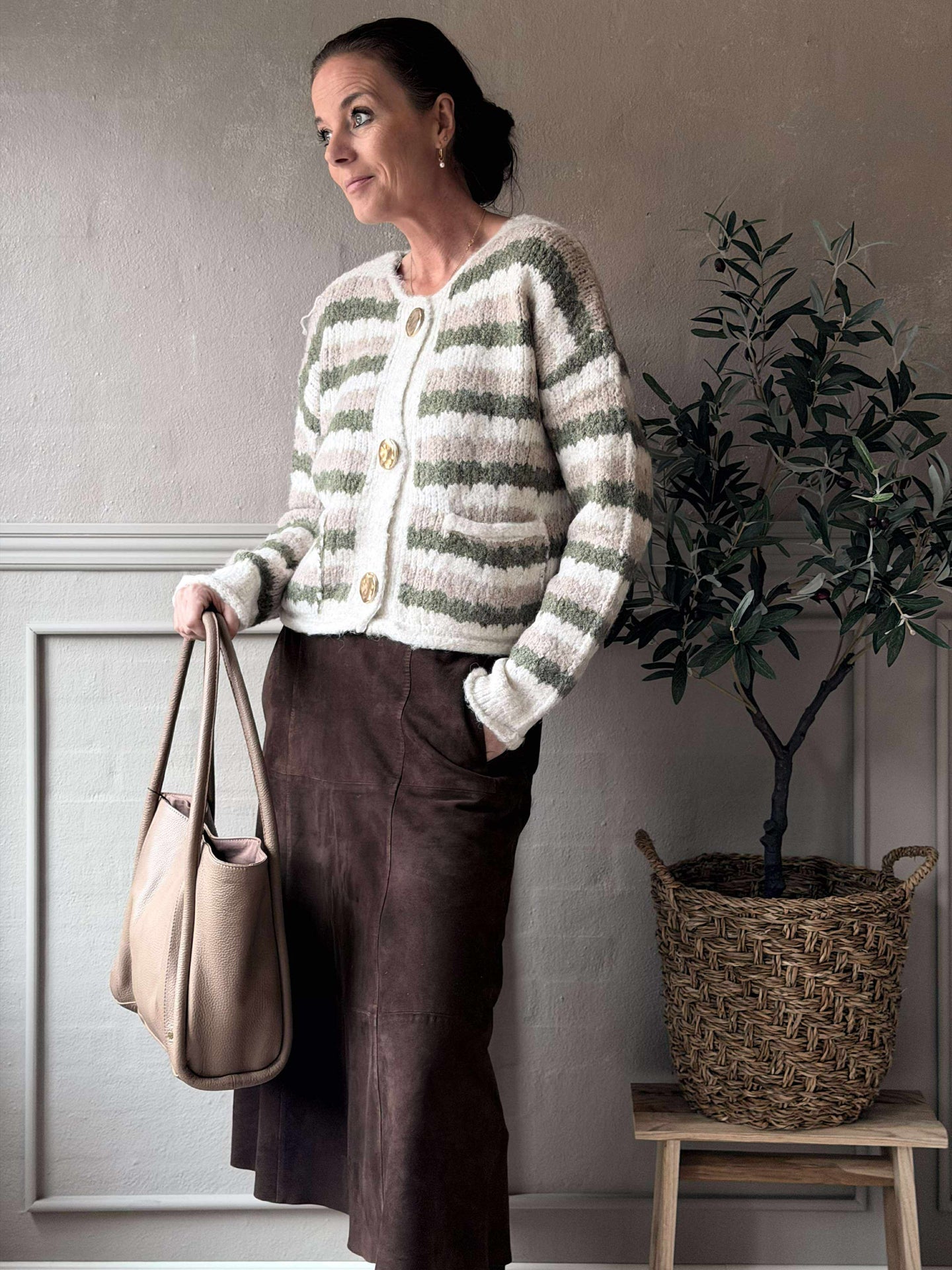 Cardigan Grün gestreift