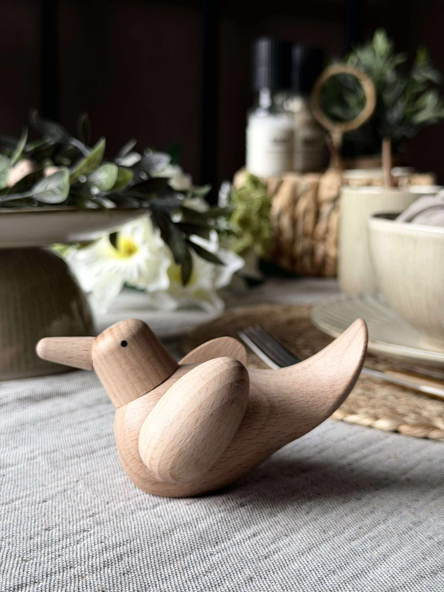 Liegender Vogel - Natur Buche Groß