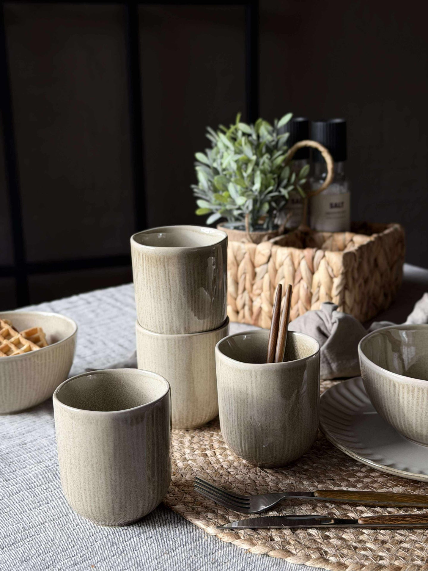 Becher Lydia Keramik - Set mit 4 Stk Beige