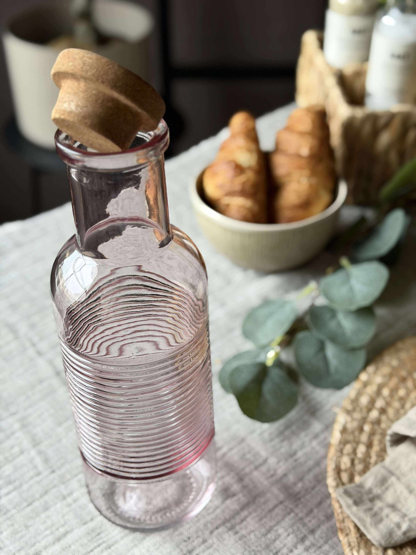 Wasserflasche mit Korkverschluss – Rosa 1 l