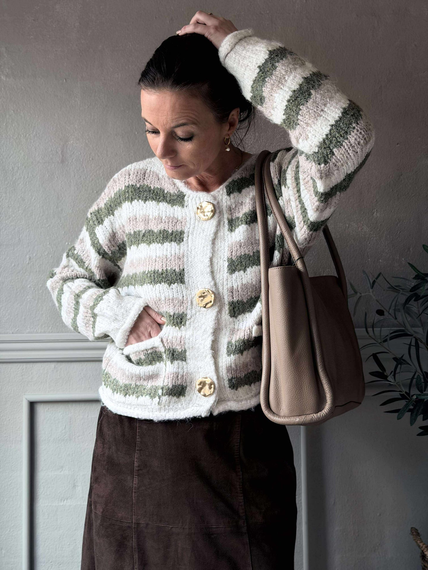 Cardigan Grün gestreift