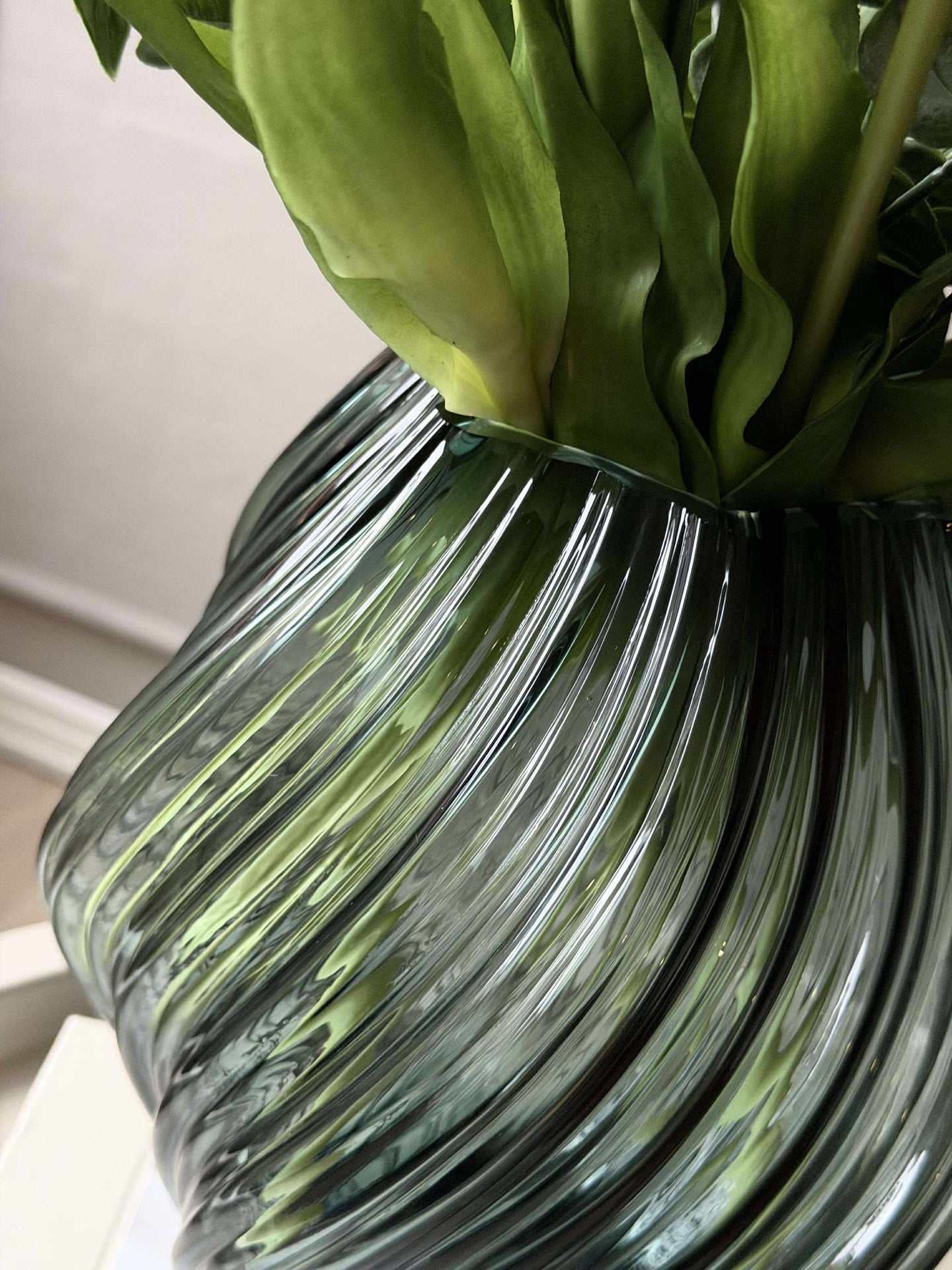 Grüne Vase - Mundgeblasenes Glas