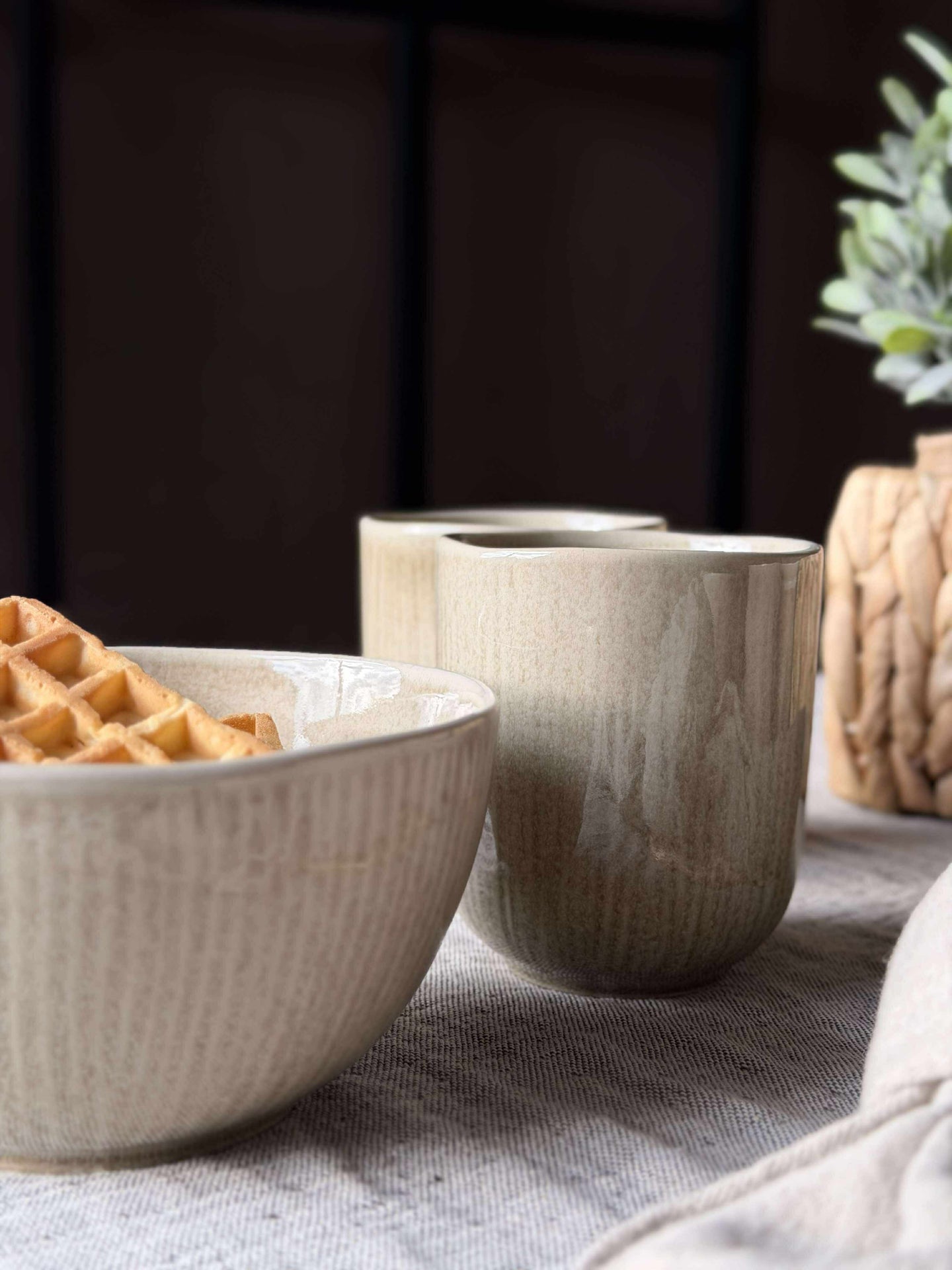 Becher Lydia Keramik - Set mit 4 Stk Beige