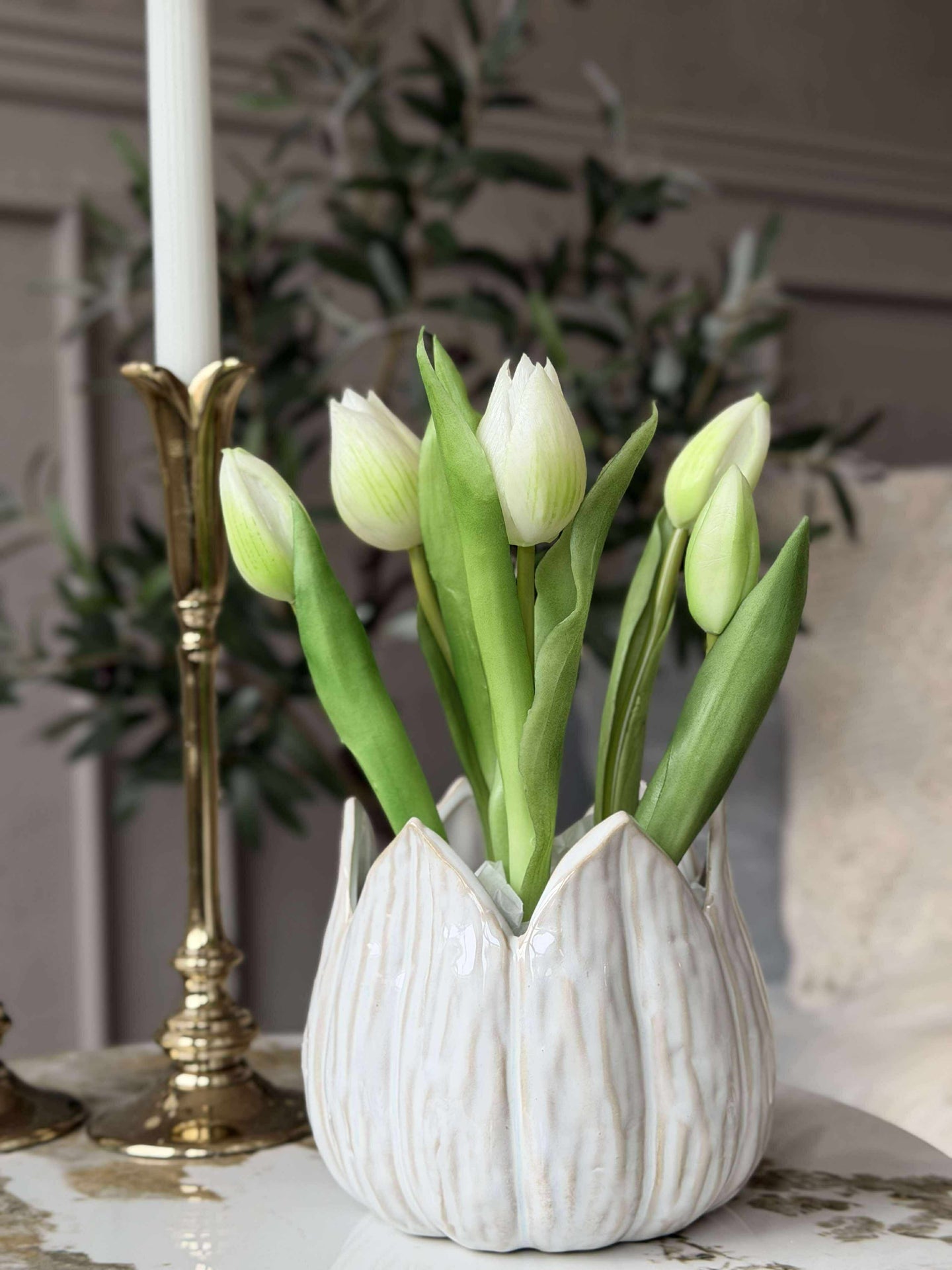 Tulpe im Topf - Weiß