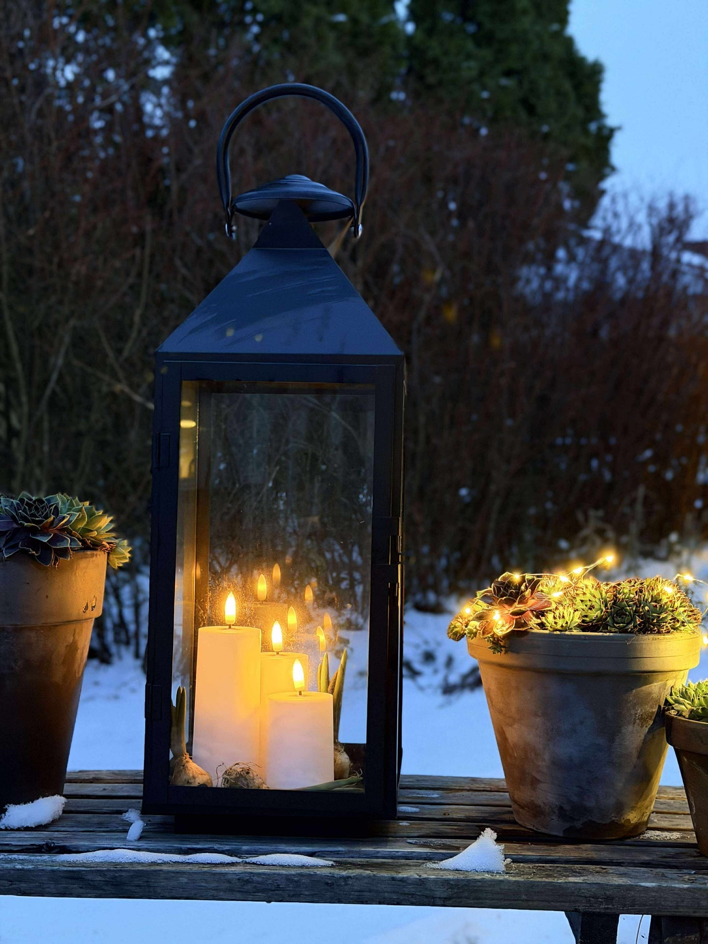 LED Außen-Blockkerzen Set (3 Stk.) - Weiß