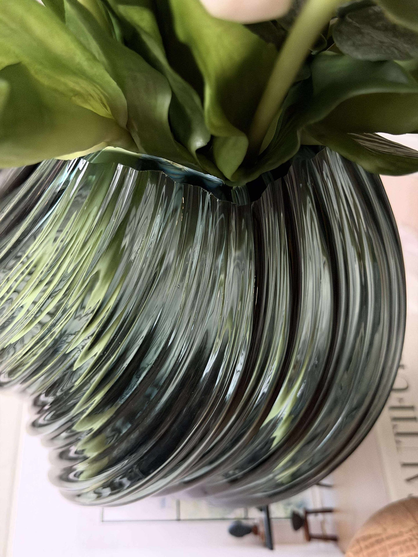 Grüne Vase - Mundgeblasenes Glas