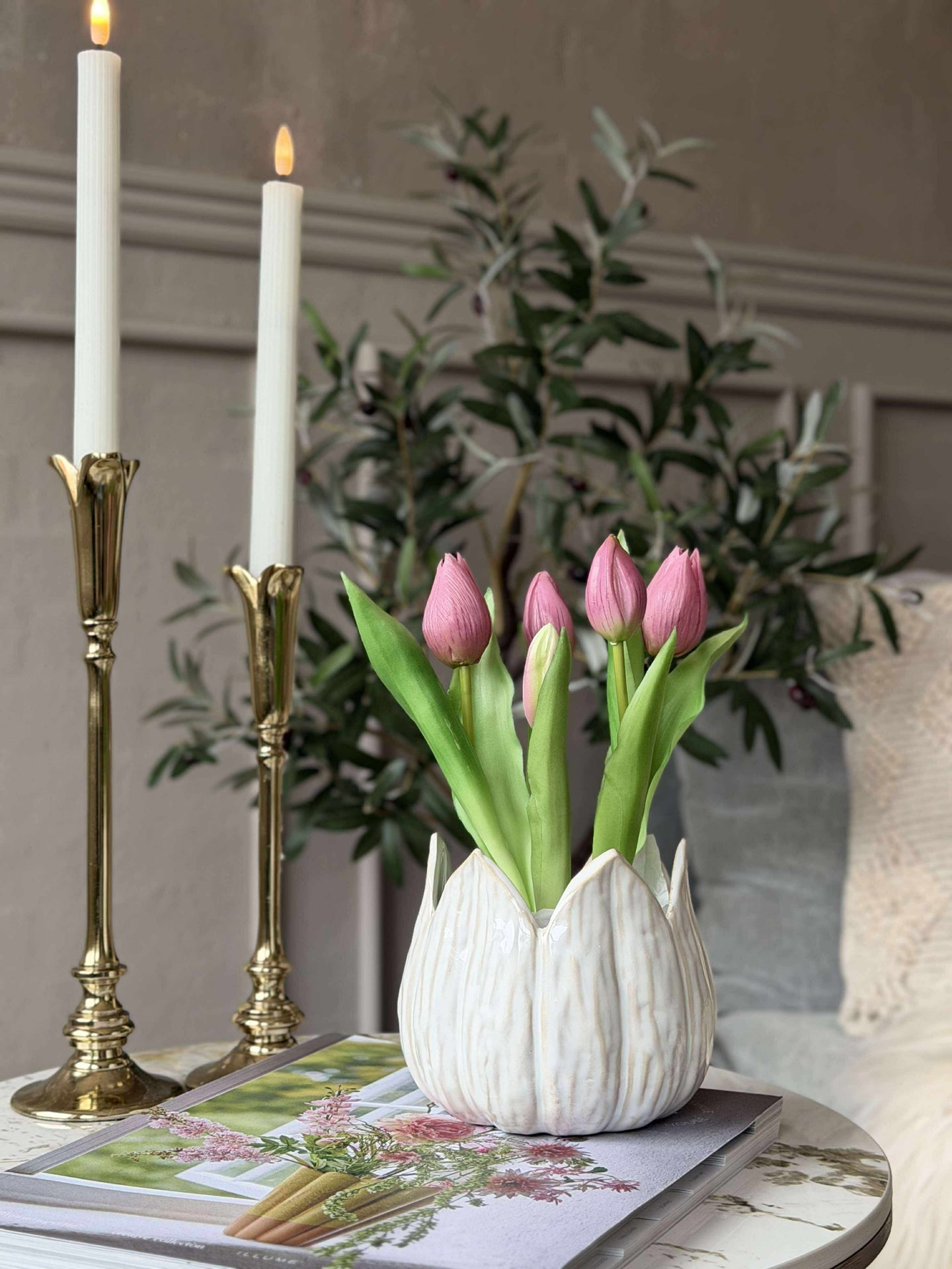 Tulpe im Topf - Dunkelrosa