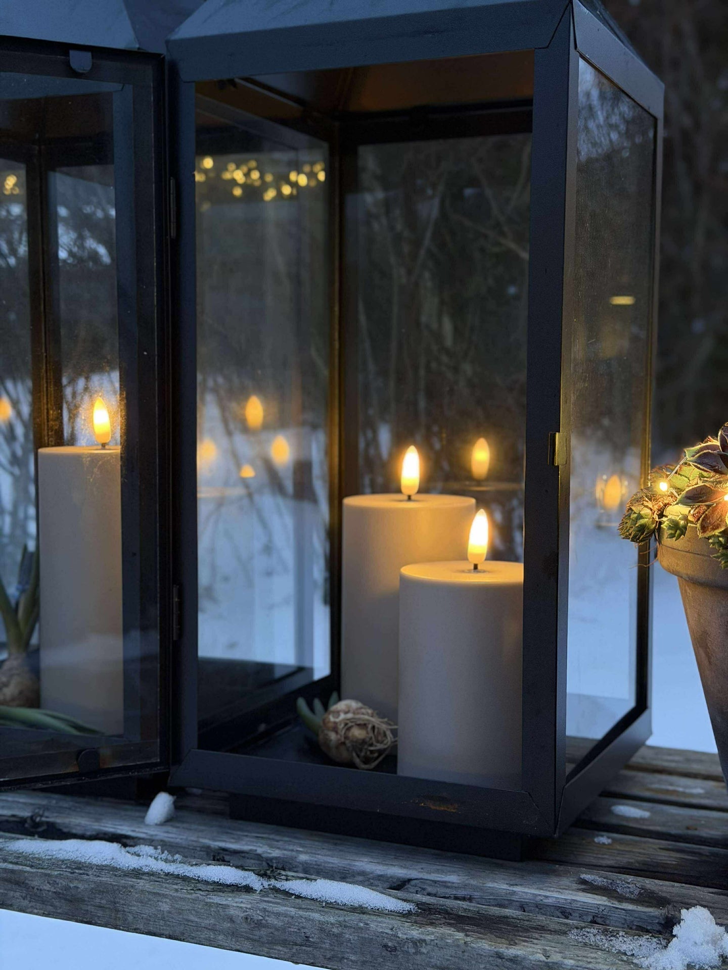 LED Außen-Blockkerzen Set (3 Stück) – Sand