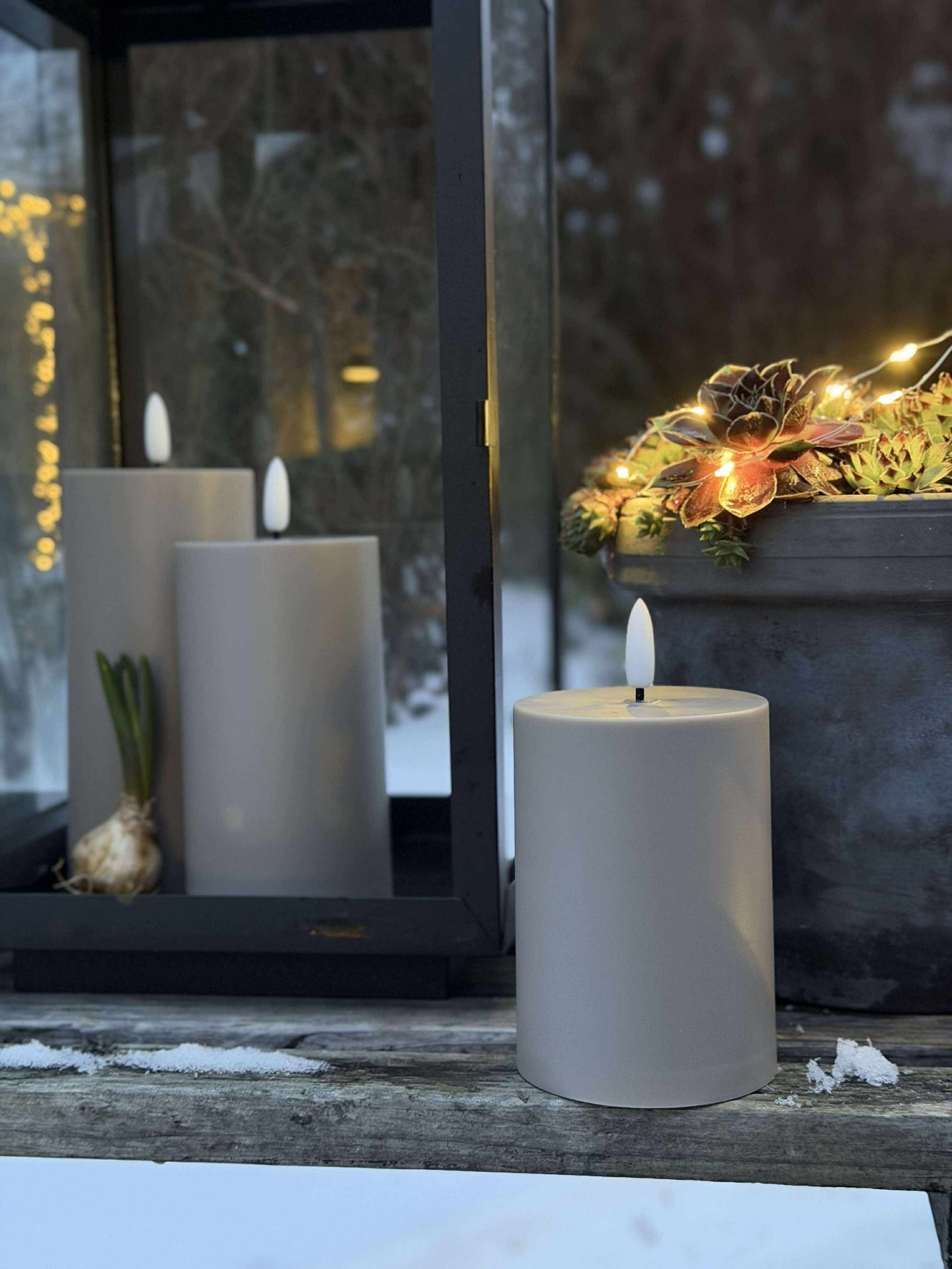 LED Außen-Blockkerzen Set (3 Stück) – Sand
