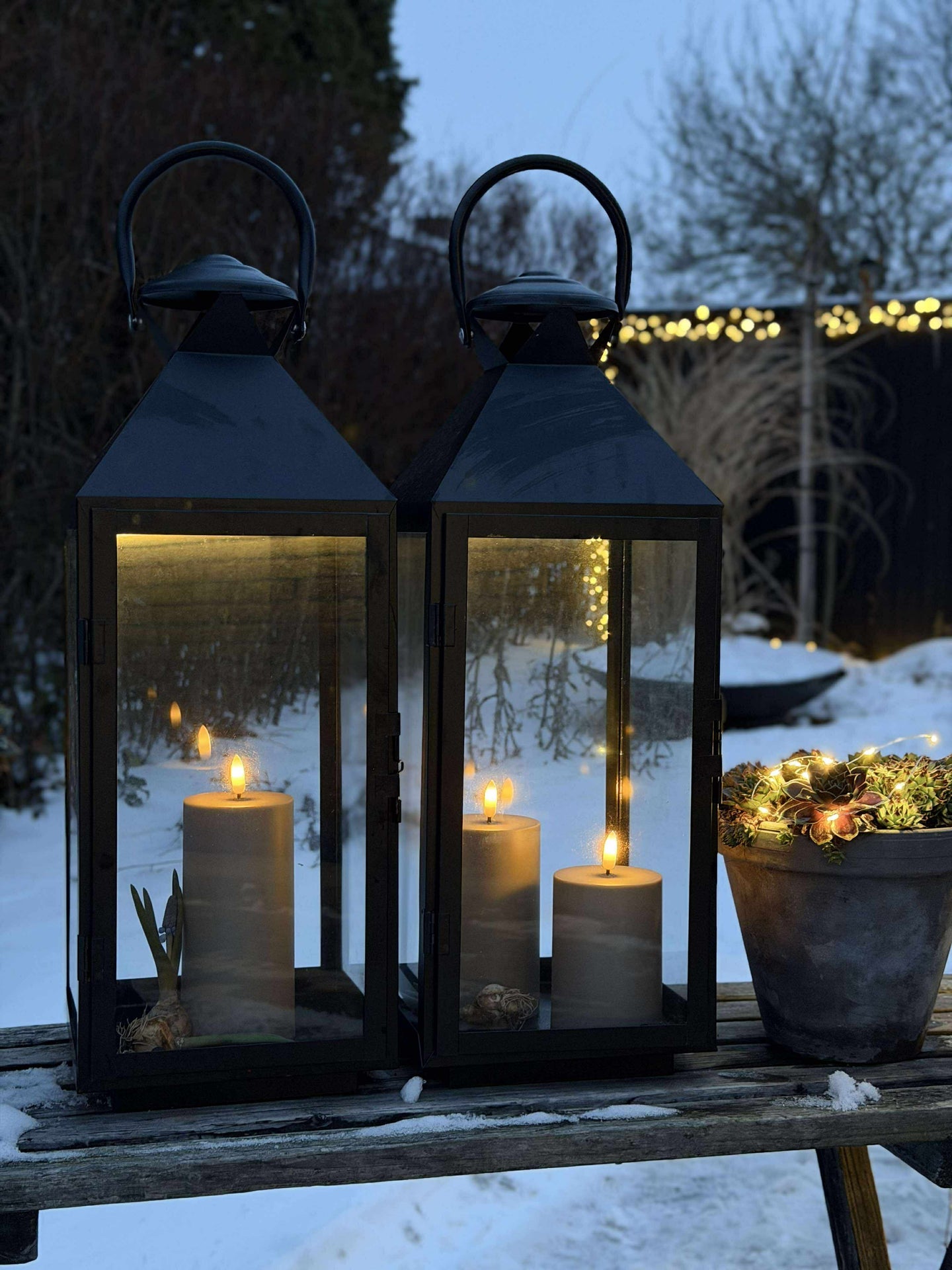 LED Außen-Blockkerzen Set (3 Stück) – Sand