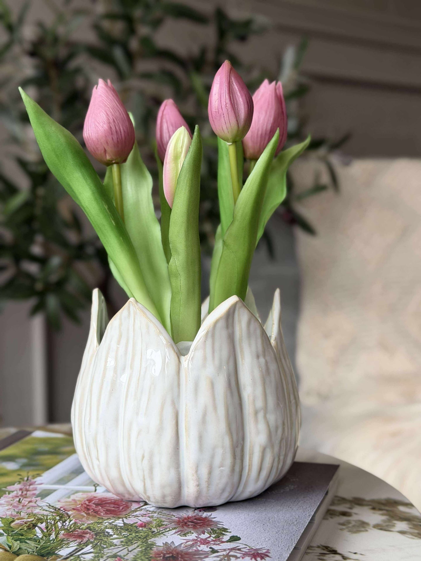 Tulpe im Topf - Dunkelrosa
