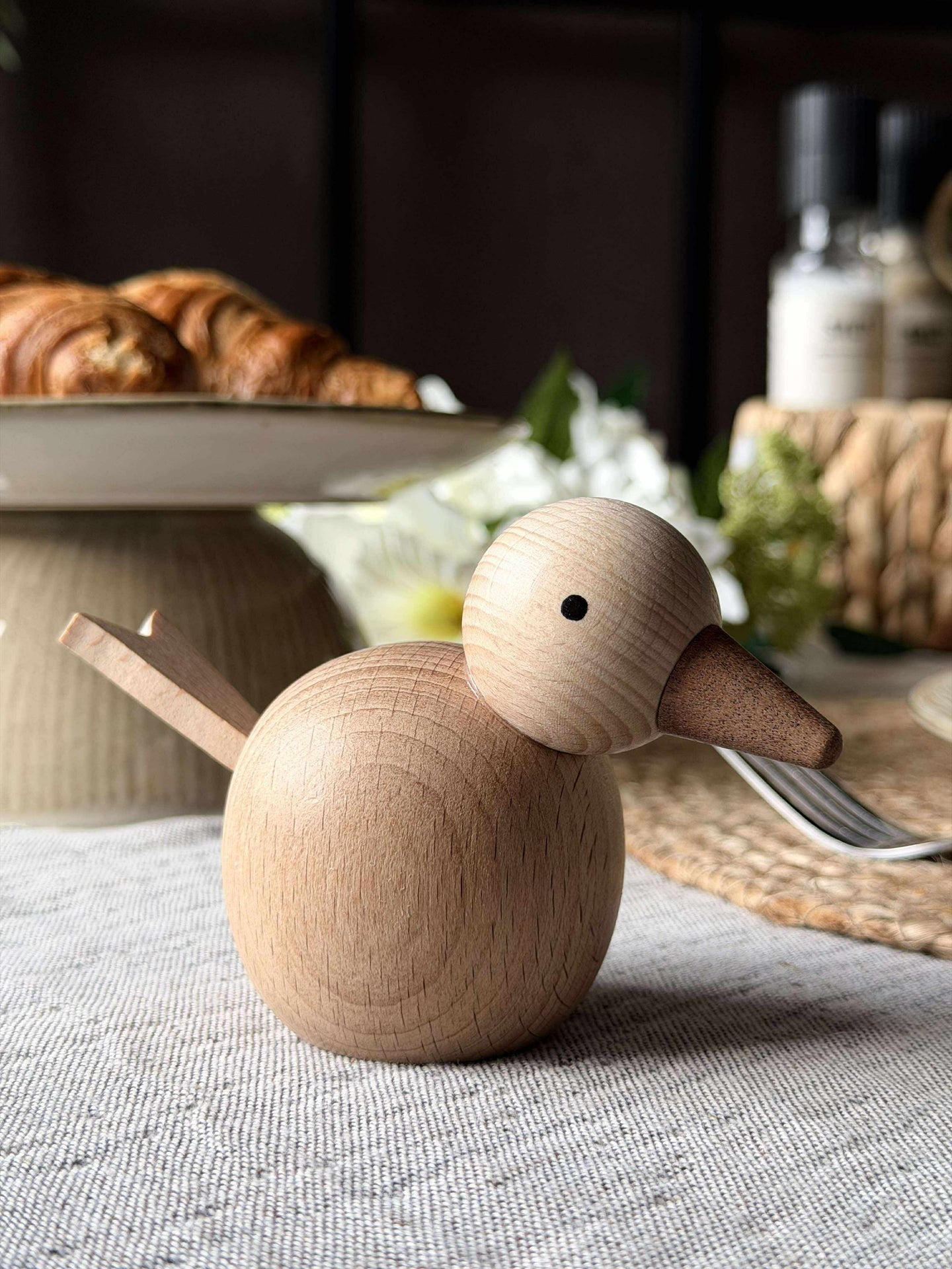 Sitzender Vogel - Natur Buche Groß
