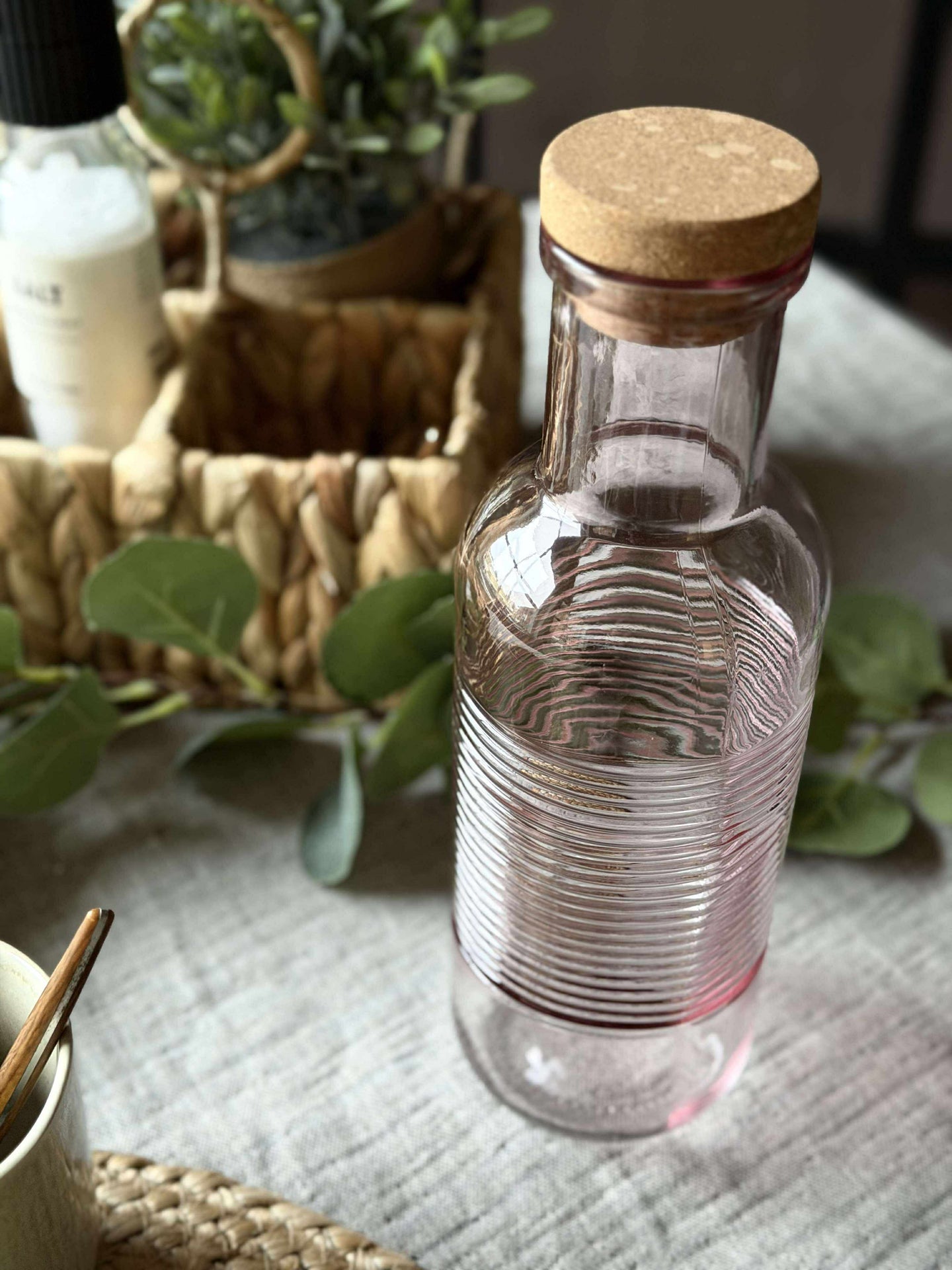 Wasserflasche mit Korkverschluss – Rosa 1 l