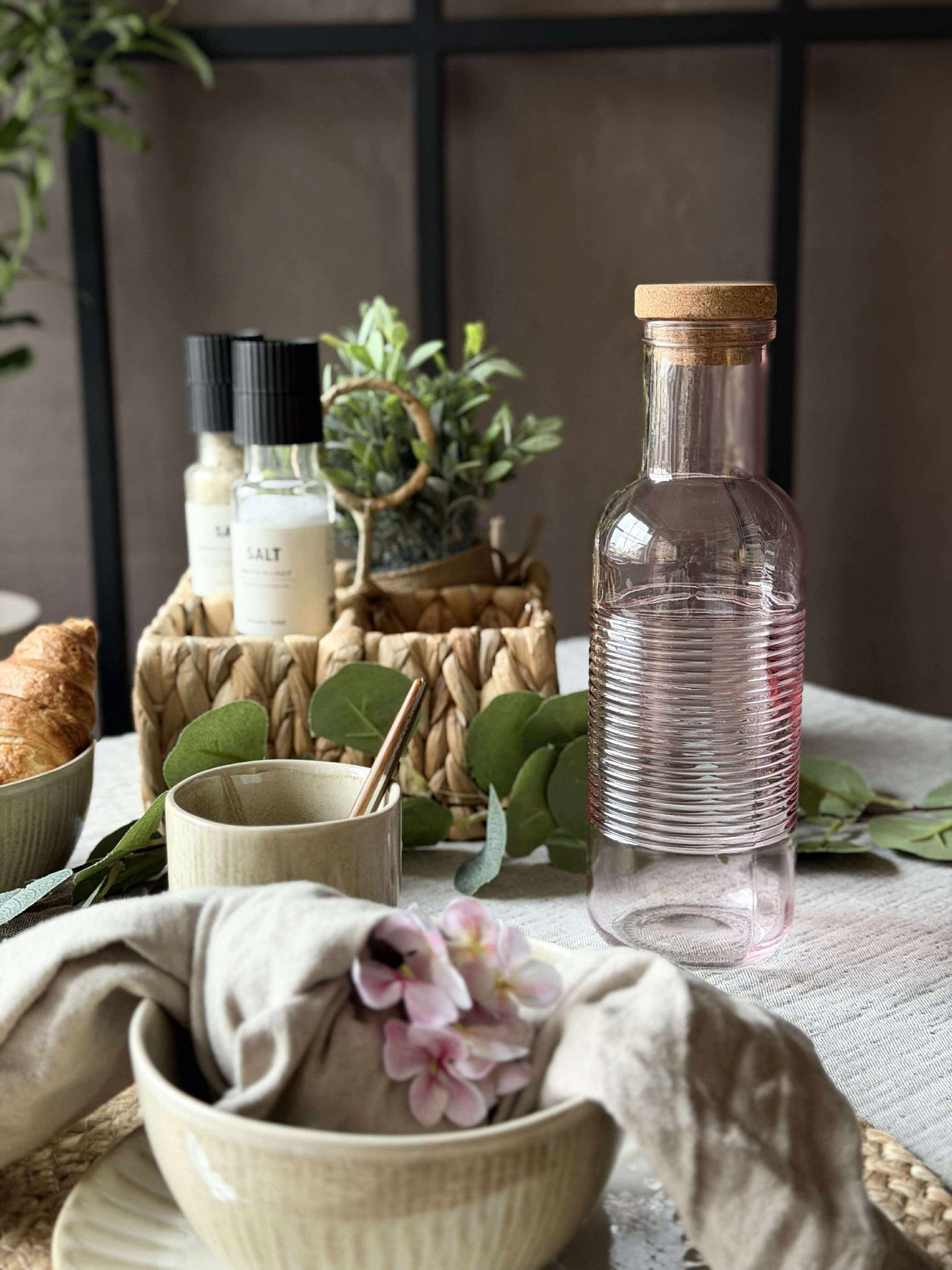 Wasserflasche mit Korkverschluss – Rosa 1 l