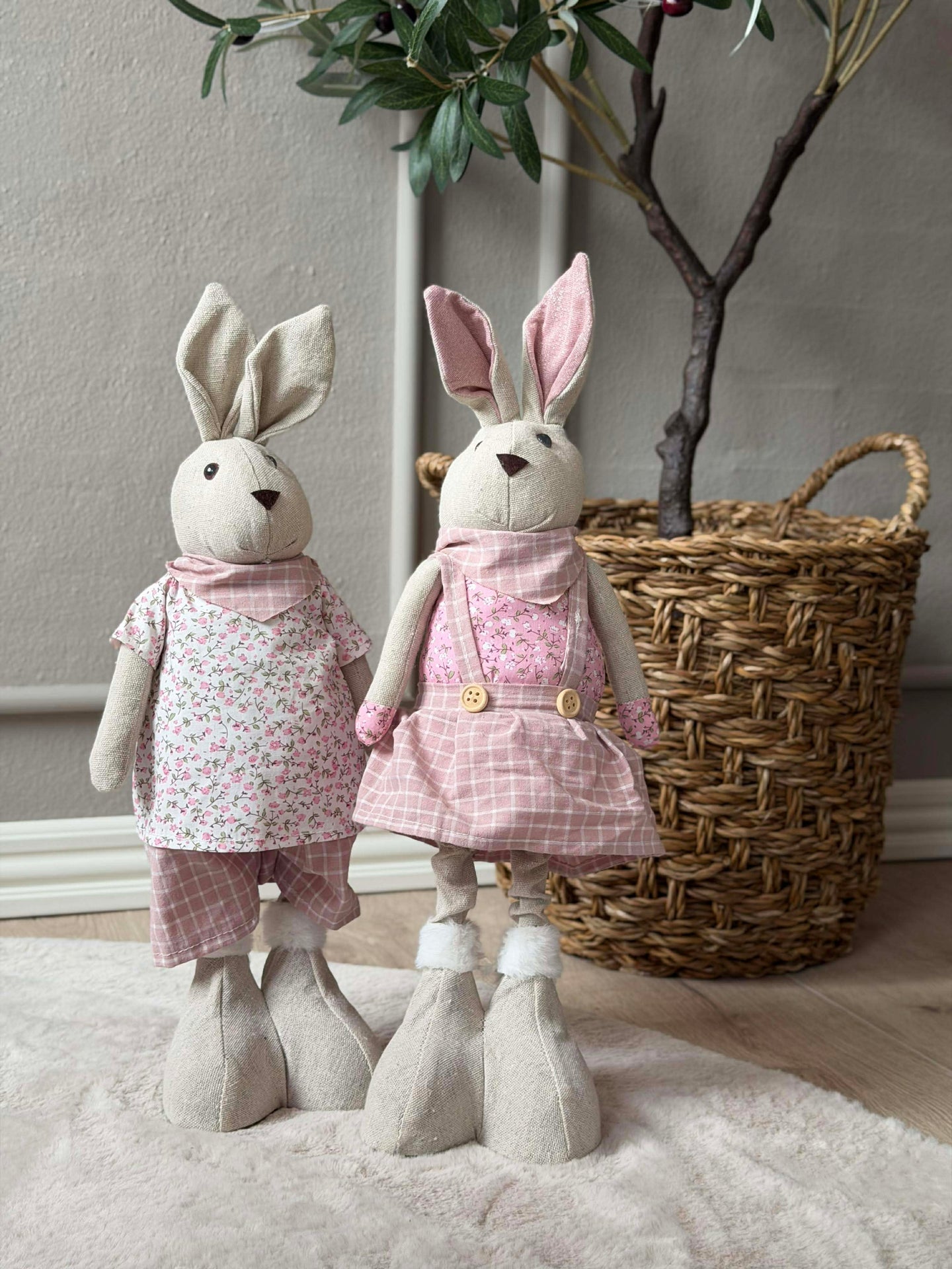 Deko-Hase mit Teleskopbeinen 58 cm - MIX