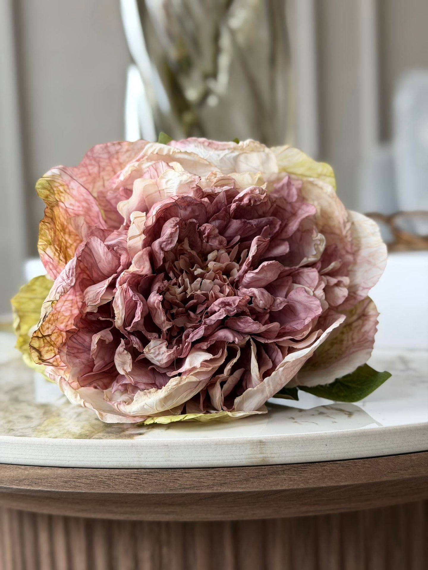 Blume Pfingstrose - Antik Creme / Rosa