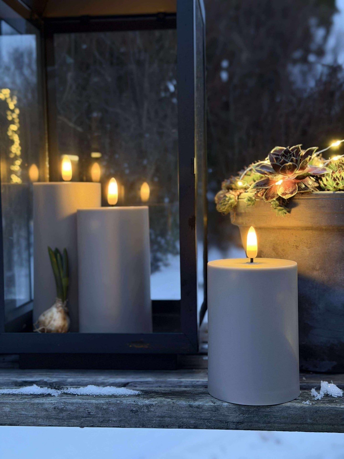 LED Außen-Blockkerzen Set (3 Stück) – Sand