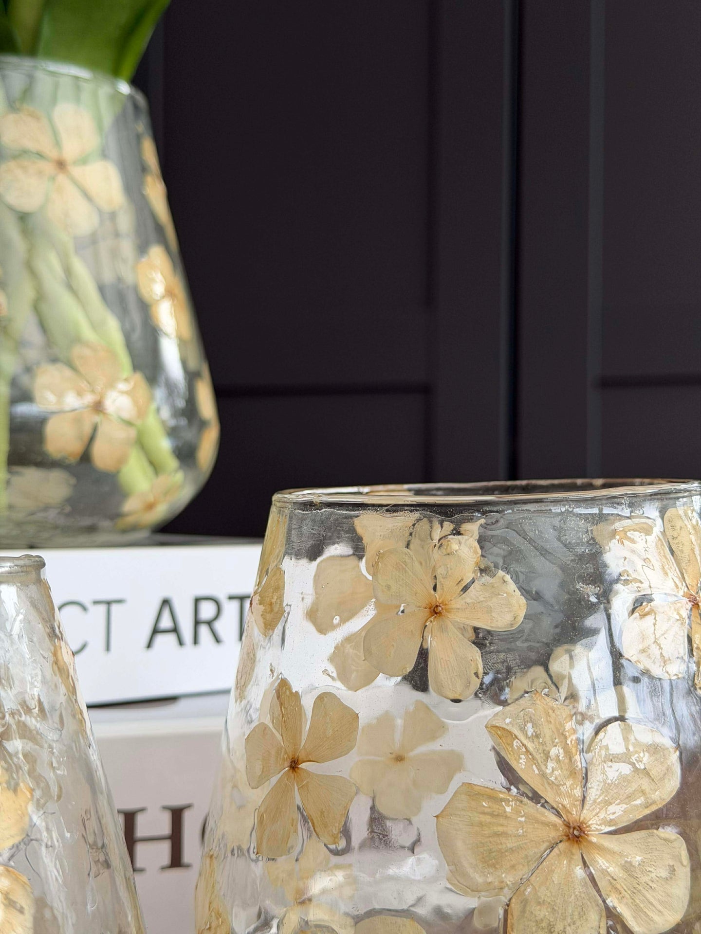 Kerzenhalter - Glas mit Blumen - mehrere Größen