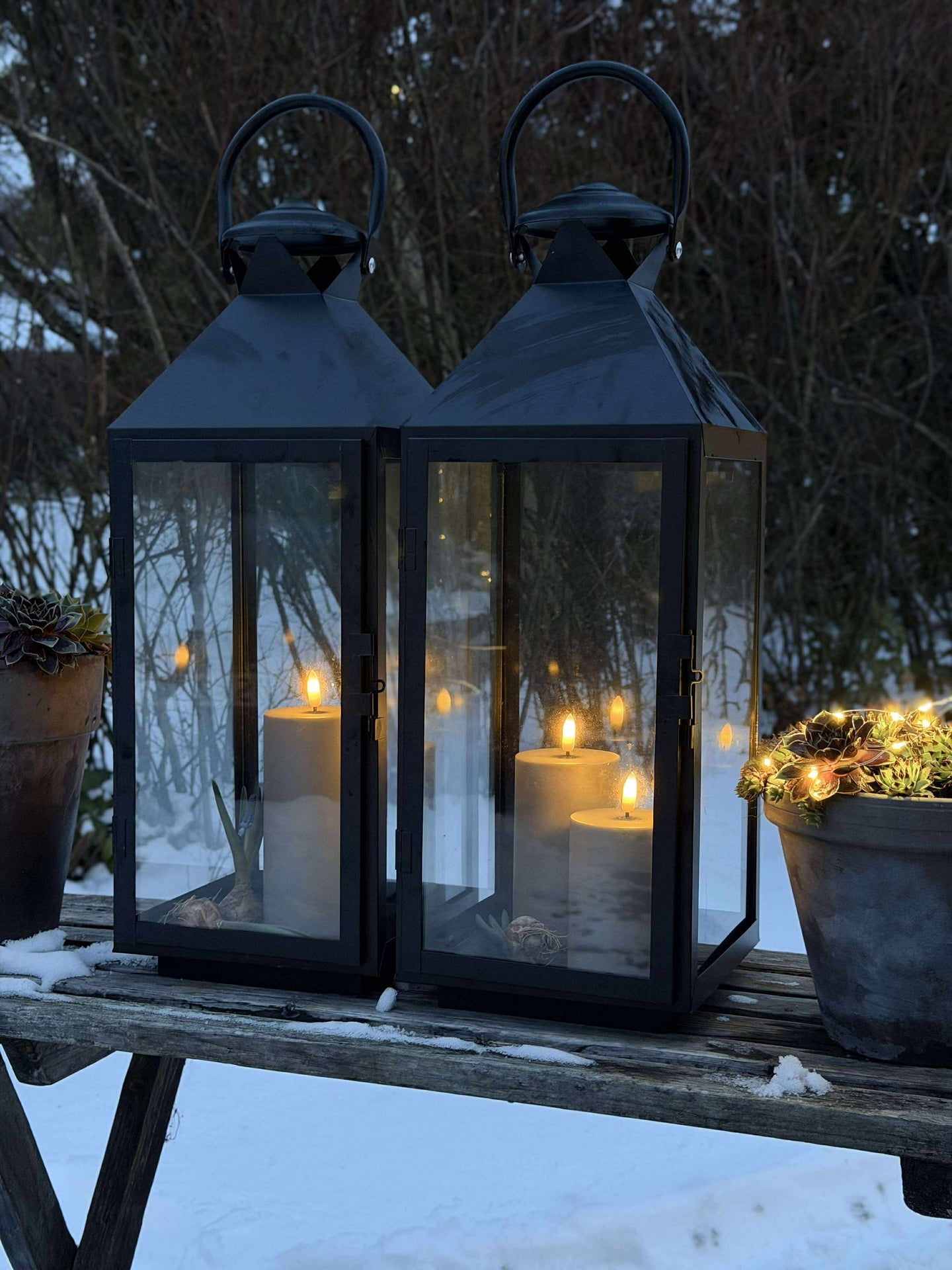 LED Außen-Blockkerzen Set (3 Stück) – Sand