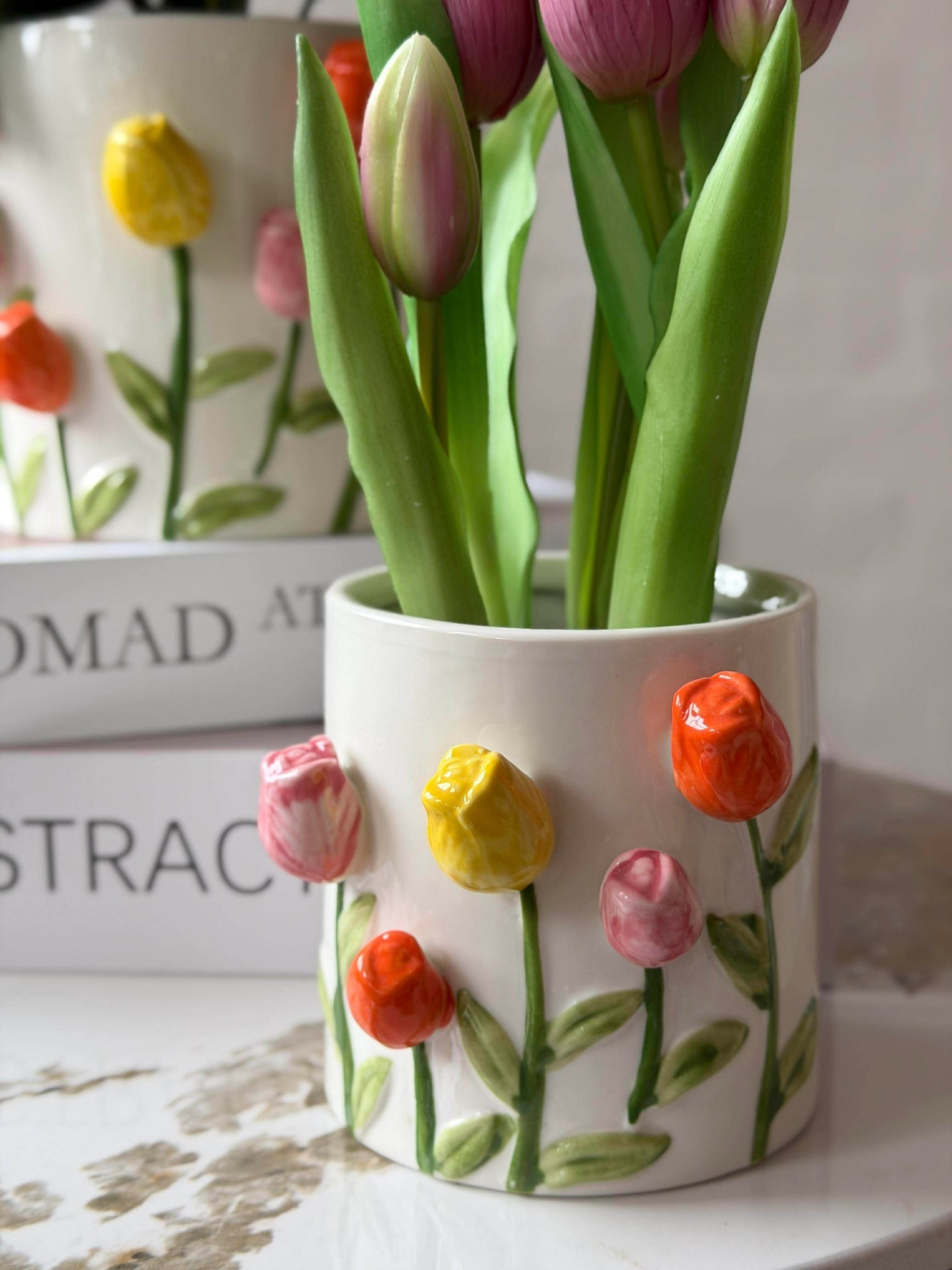 Übertopf mit Tulpen - mehrere Größen
