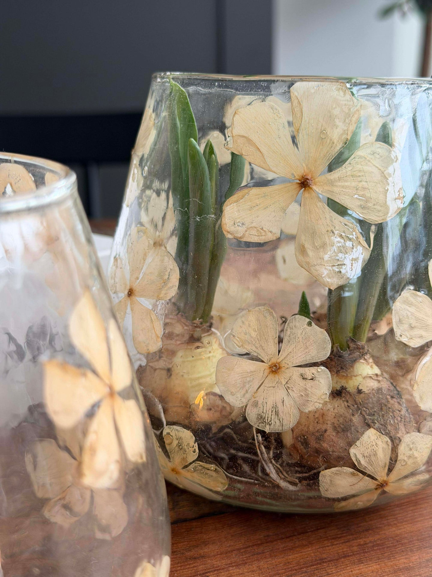 Kerzenhalter - Glas mit Blumen - mehrere Größen