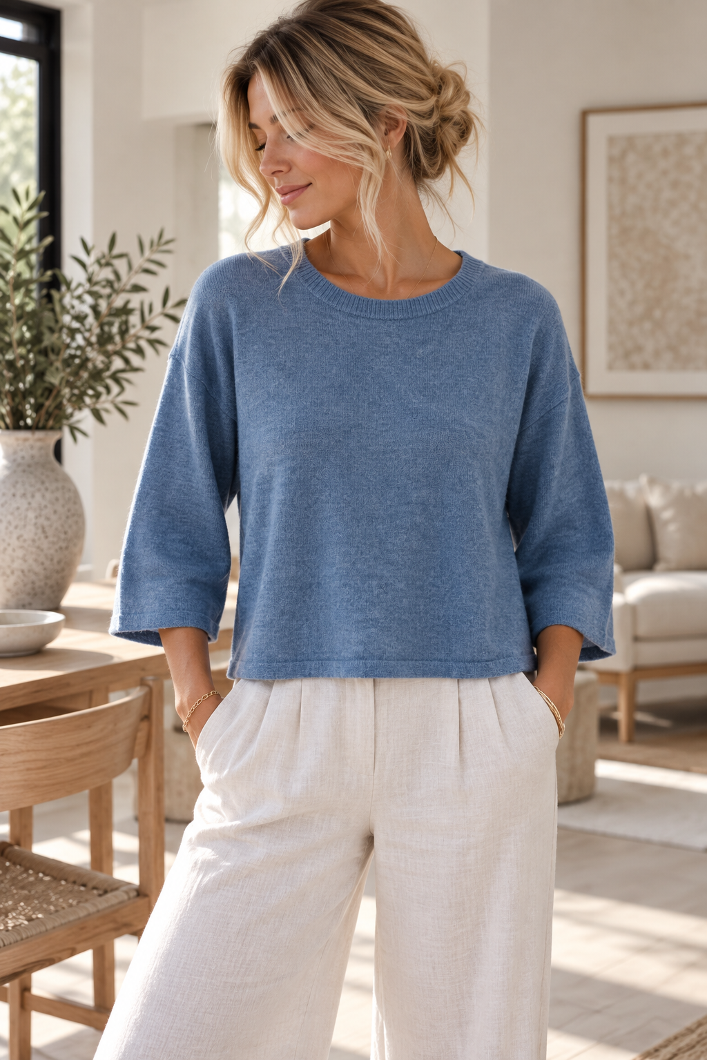 Pullover mit 3/4-Ärmeln - Jeans