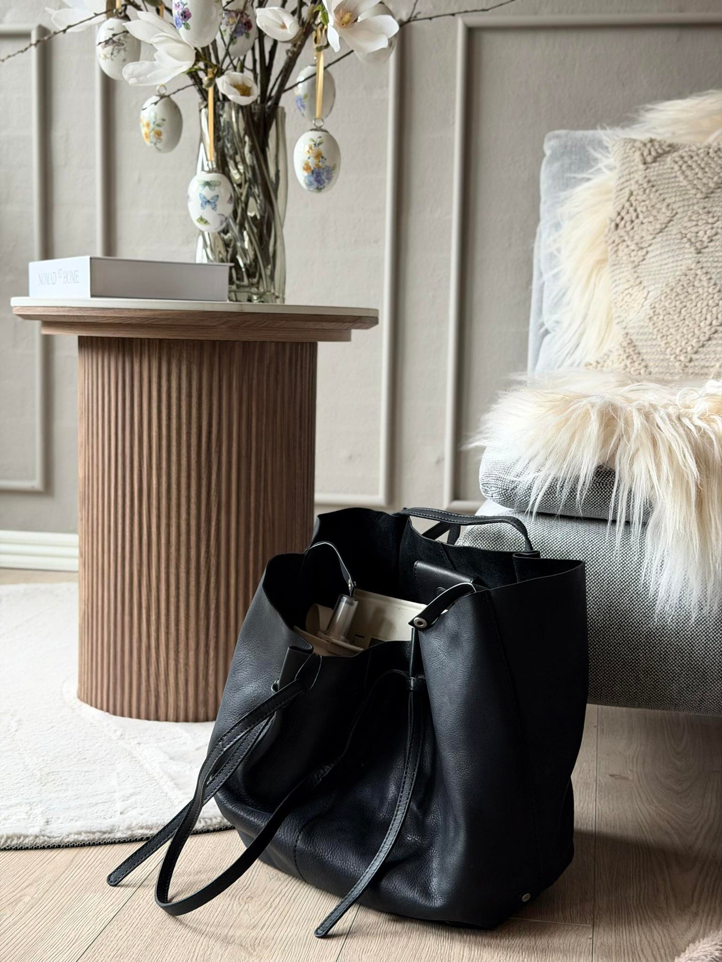 Shopper aus weichem Leder - Schwarz