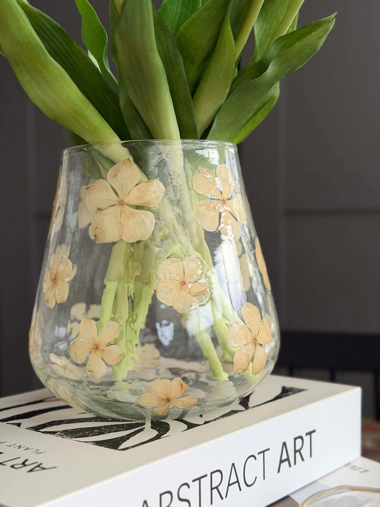 Kerzenhalter - Glas mit Blumen - mehrere Größen