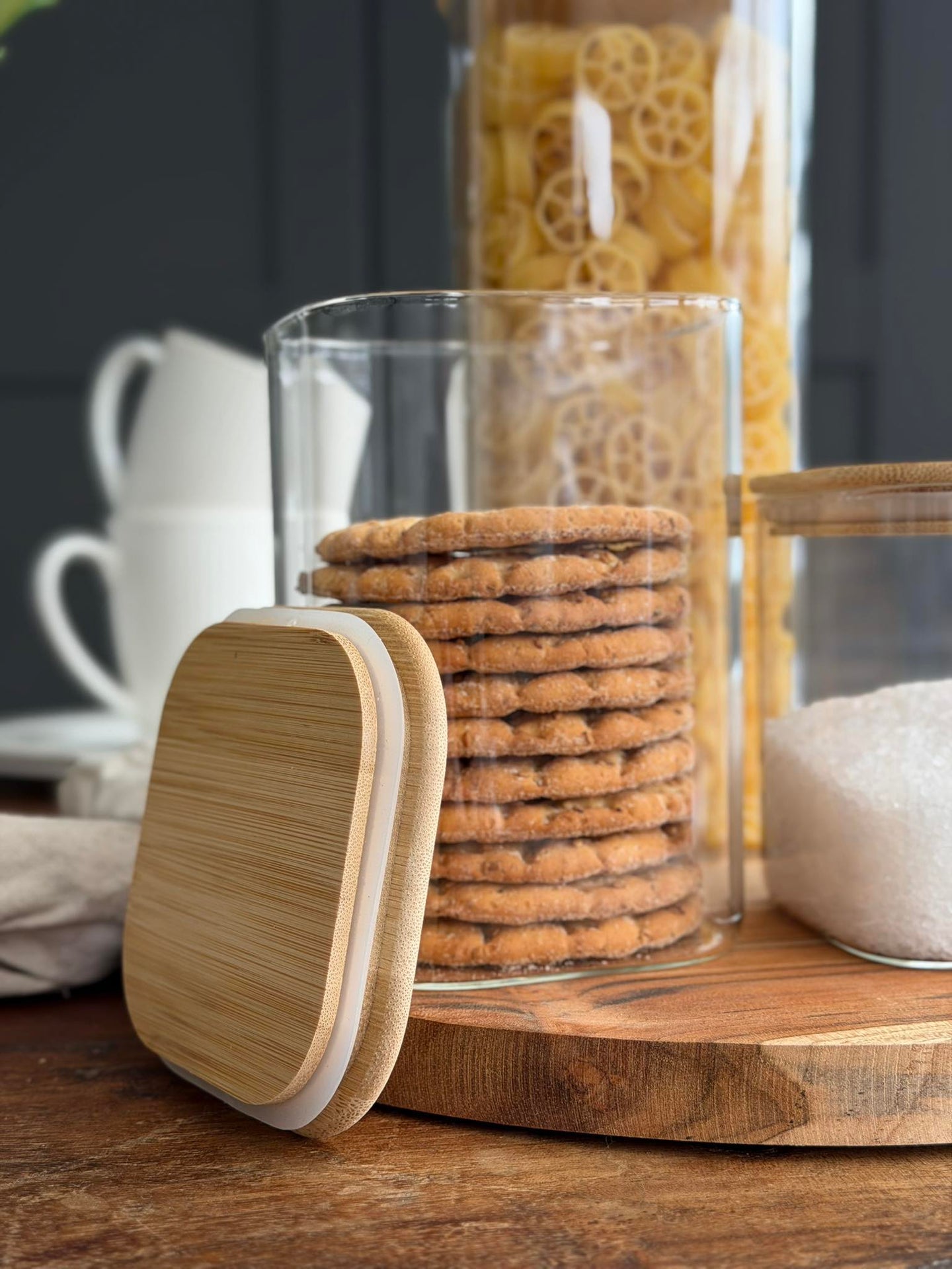 Aufbewahrungsgläser mit Bambusdeckel - Set mit 3 Stück