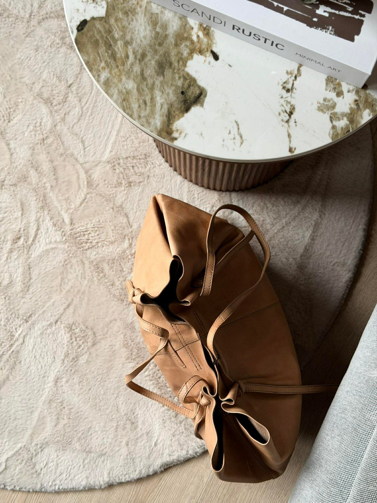 Shopper XL aus weichem Leder - Sand