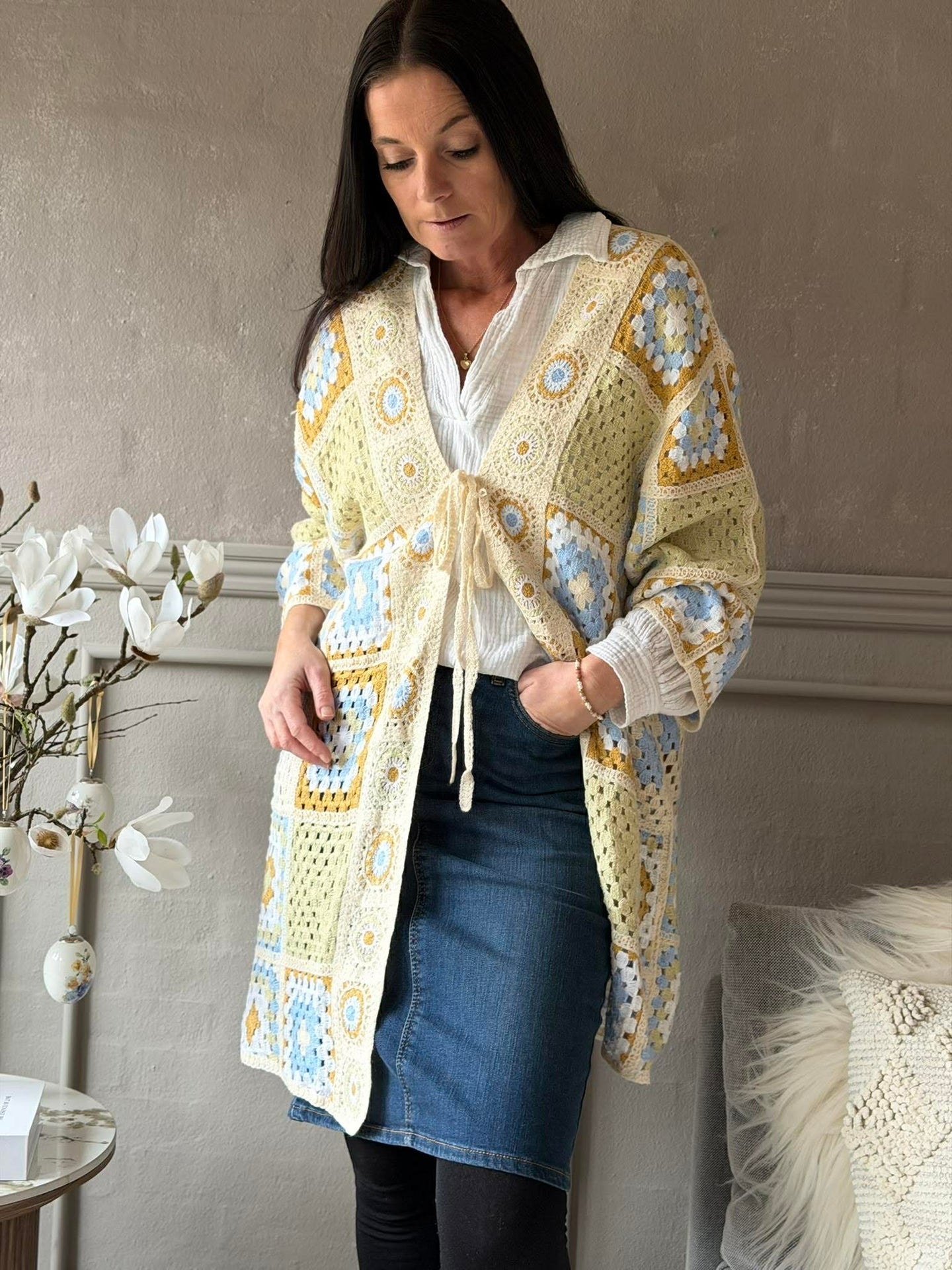 Cardigan Boho - Hellgrün