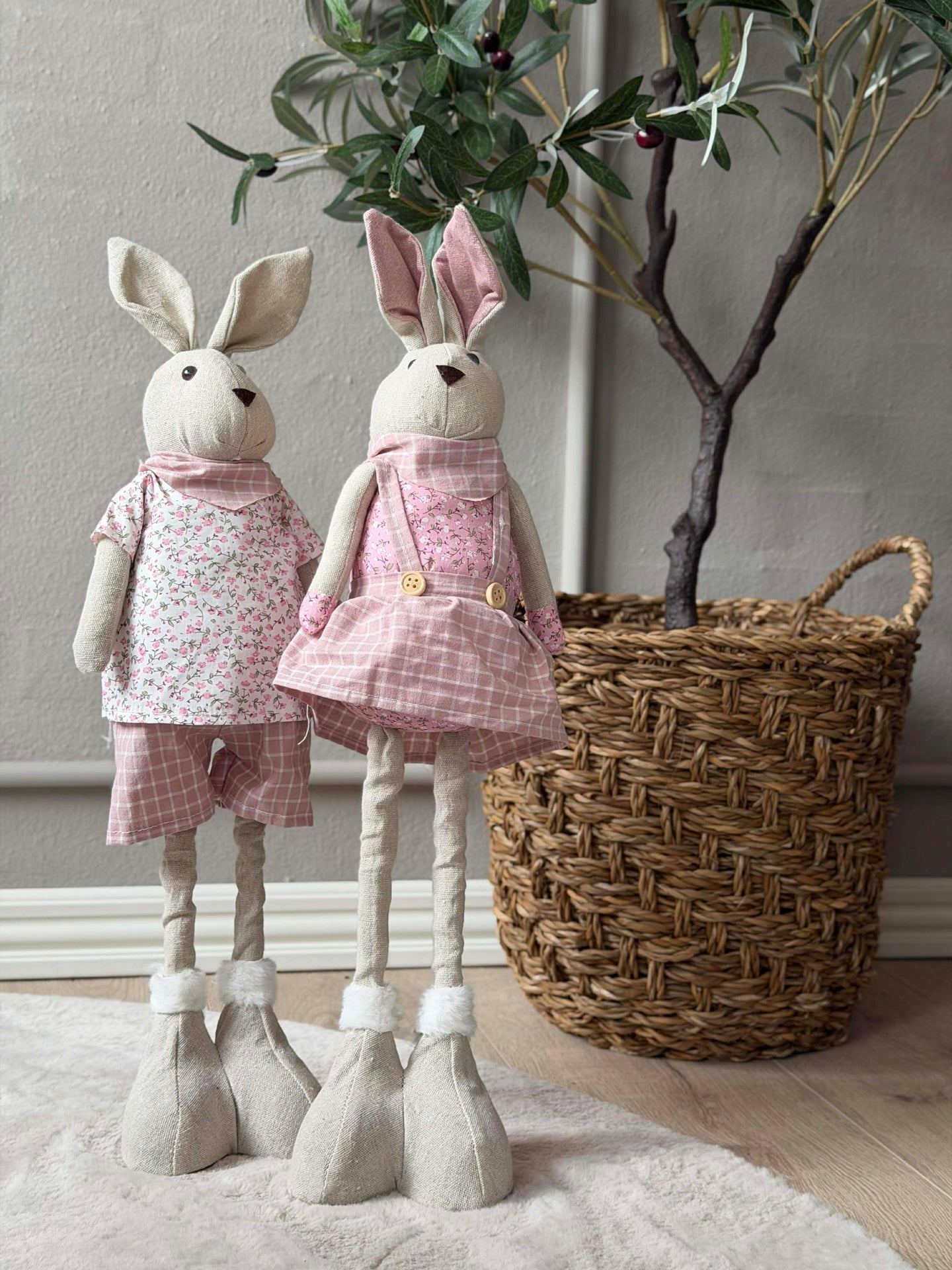 Deko-Hase mit Teleskopbeinen 58 cm - MIX