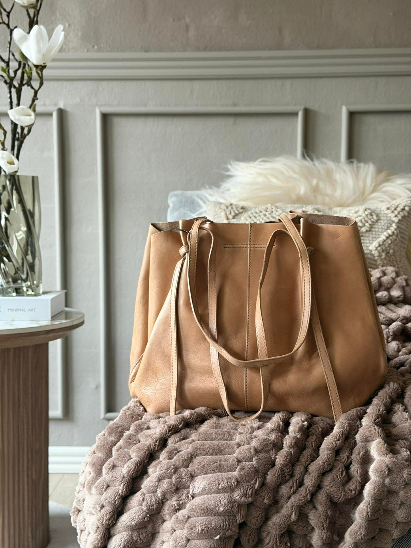 Shopper in weicher Lederqualität - Sand