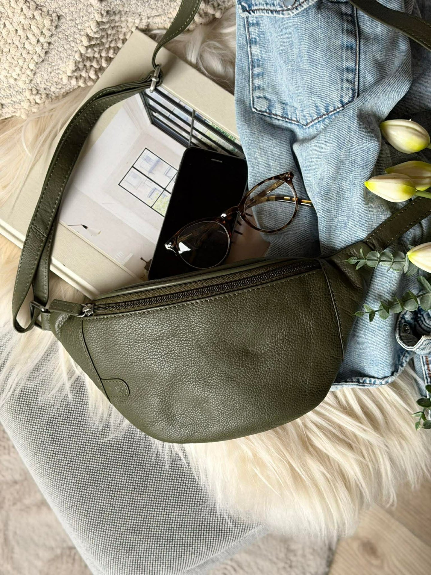 Bauchtasche Misse - Army / Silver
