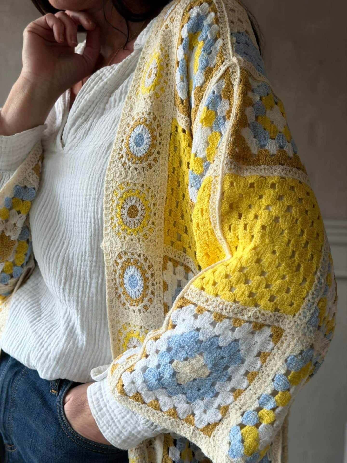 Cardigan Boho - Gelb