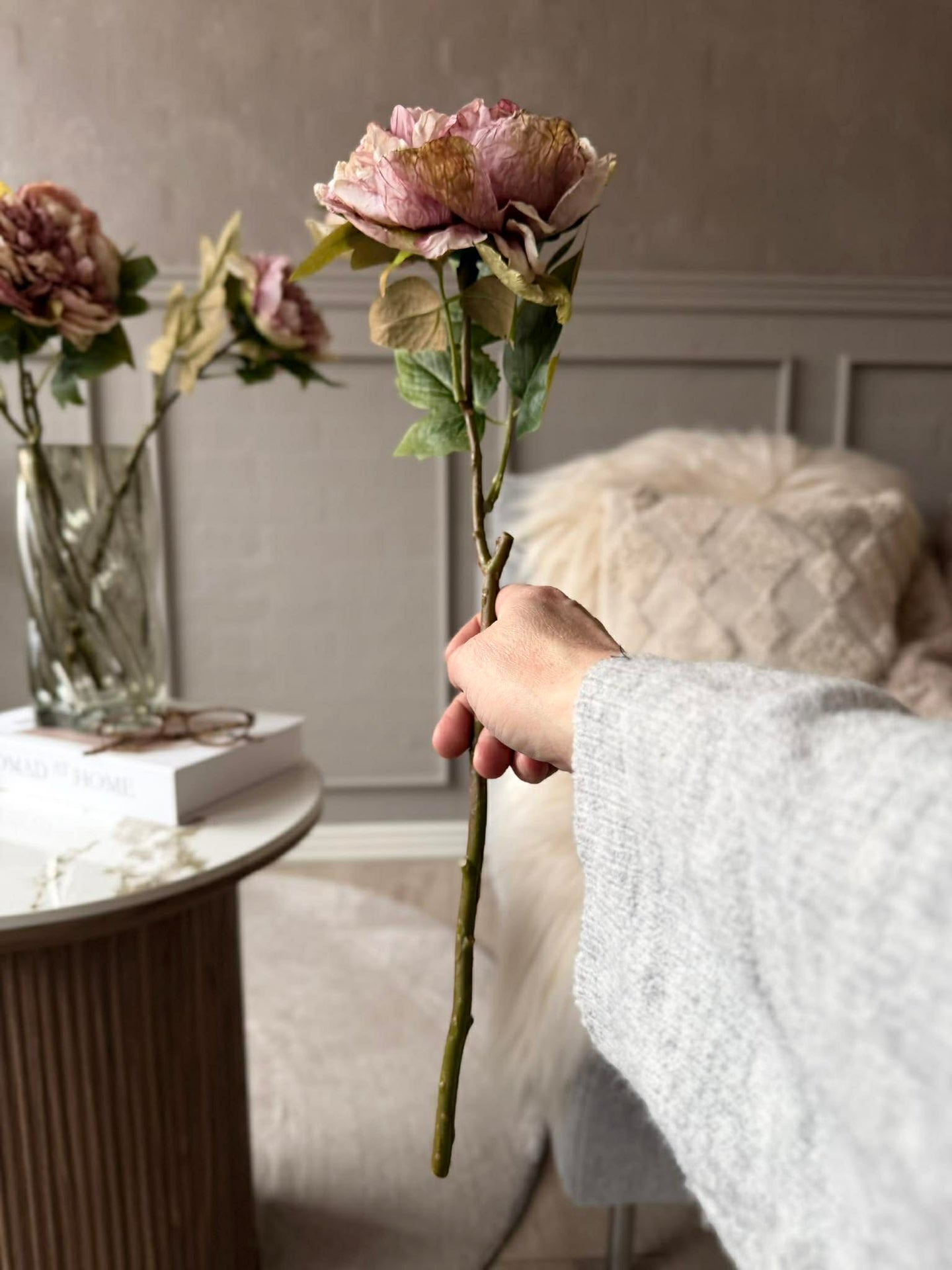Blume Pfingstrose - Antik Creme / Rosa
