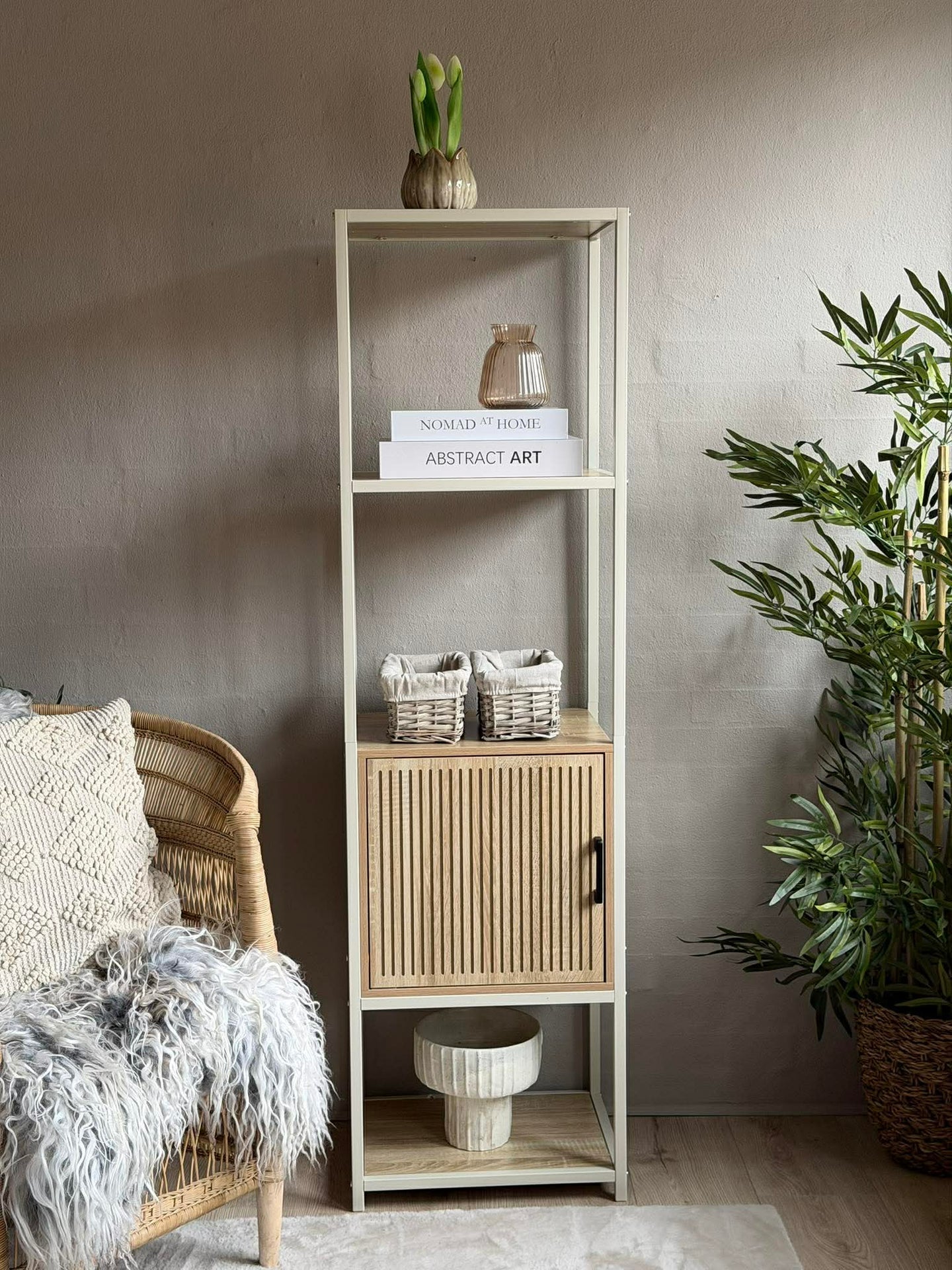 Regal mit Ablagen und Schrank - Offwhite