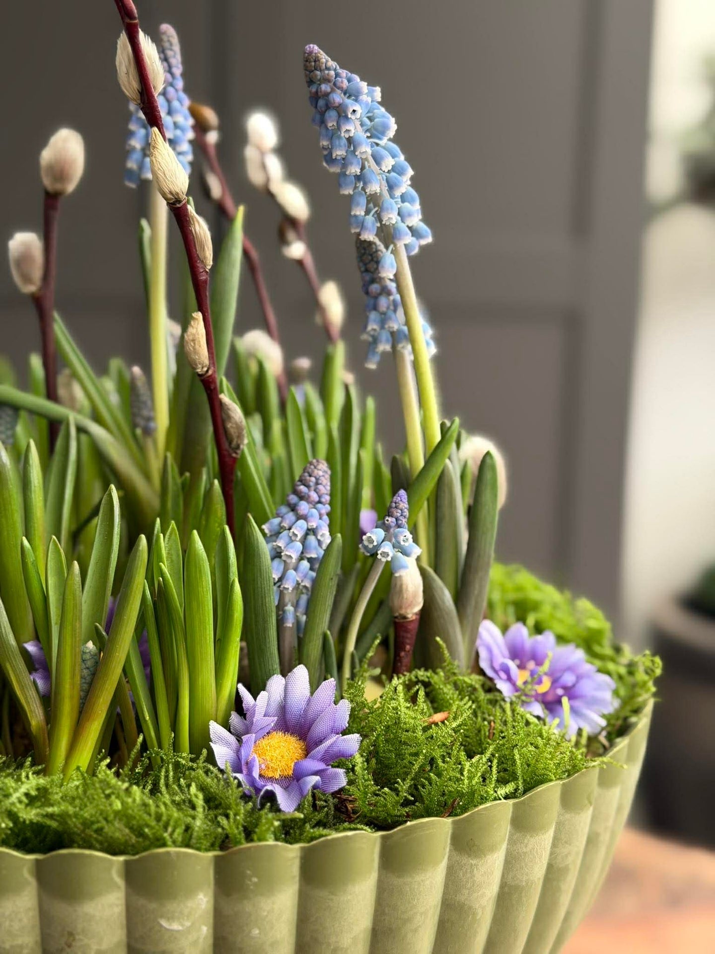 DIY-Arrangement im Beton-Look - Grün