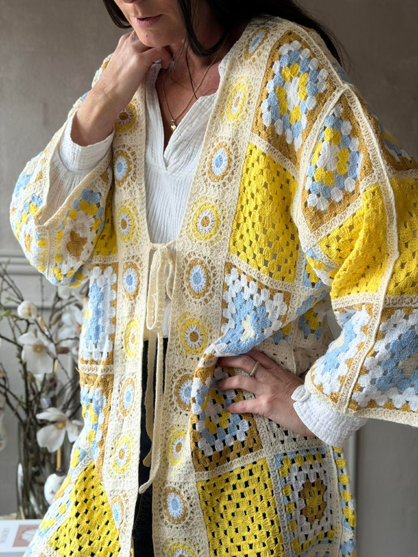 Cardigan Boho - Gelb