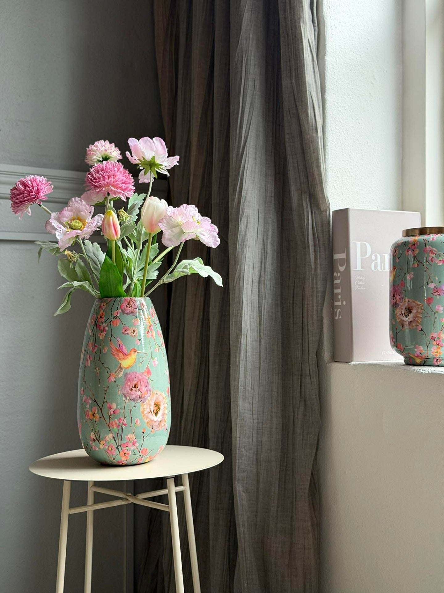 Vase Flower print 25 cm - Grün
