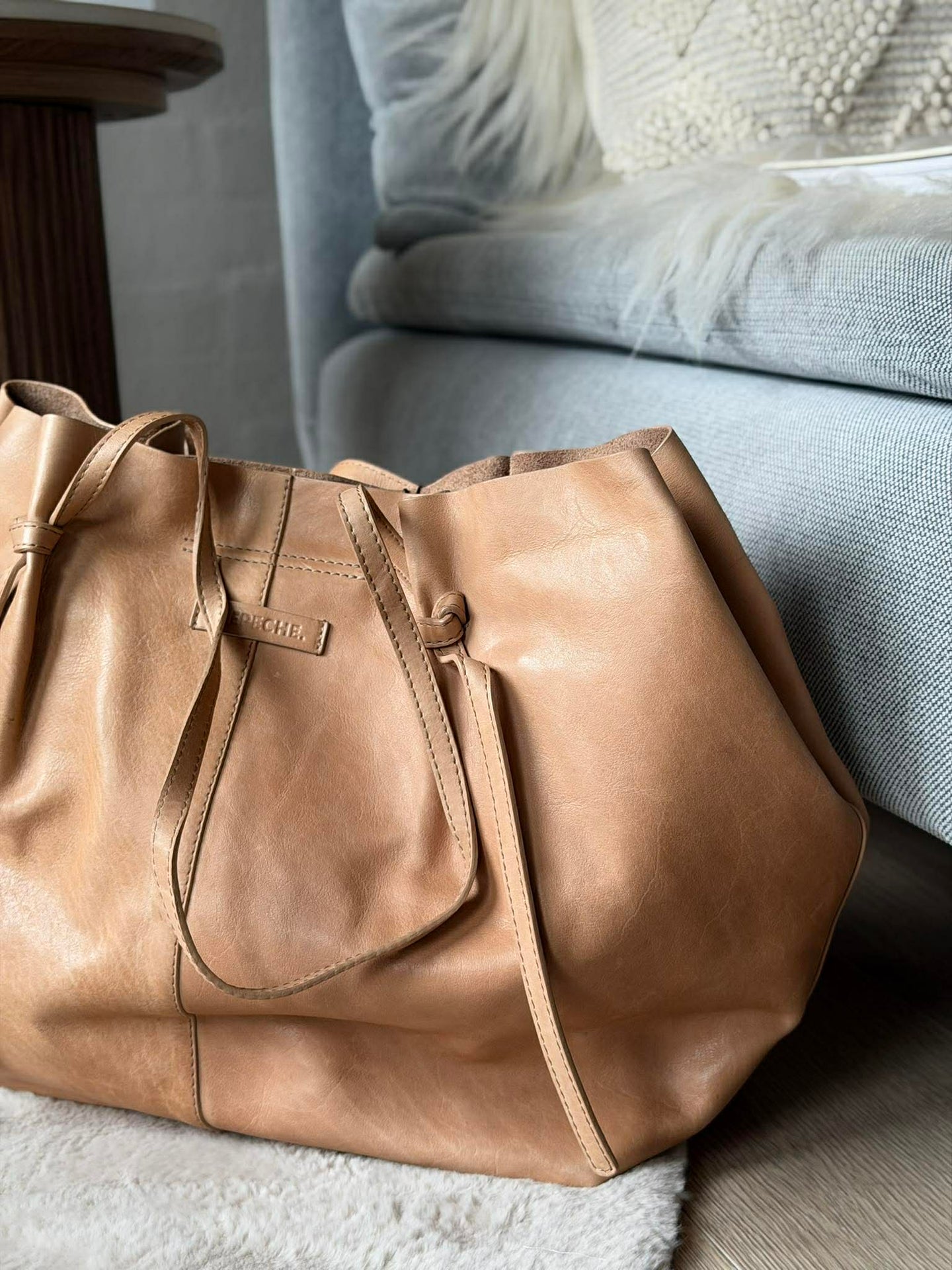 Shopper XL aus weichem Leder - Sand