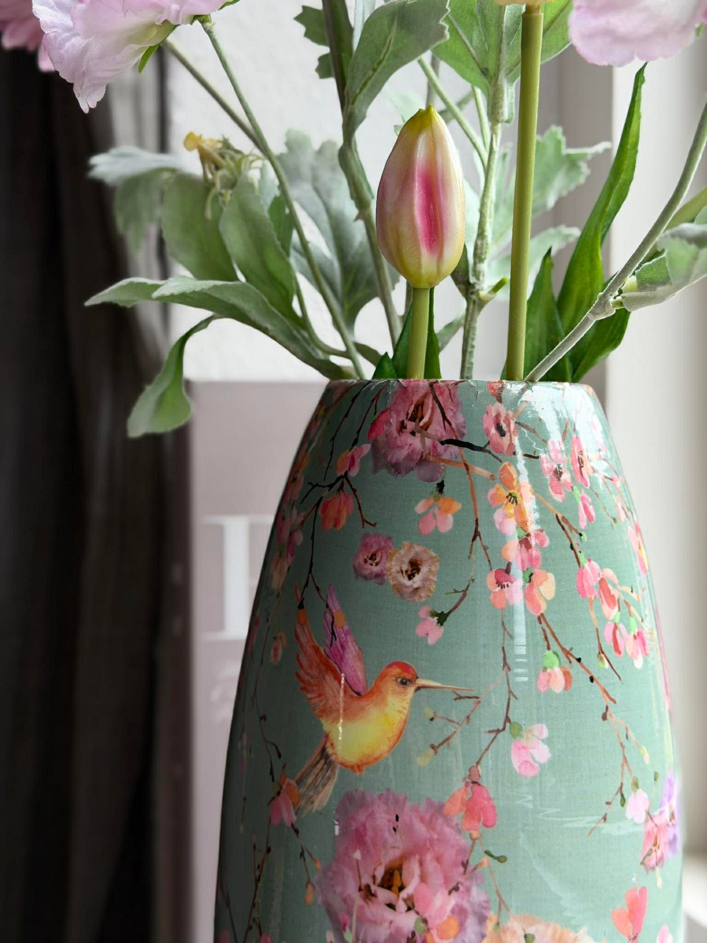 Vase Flower print 25 cm - Grün