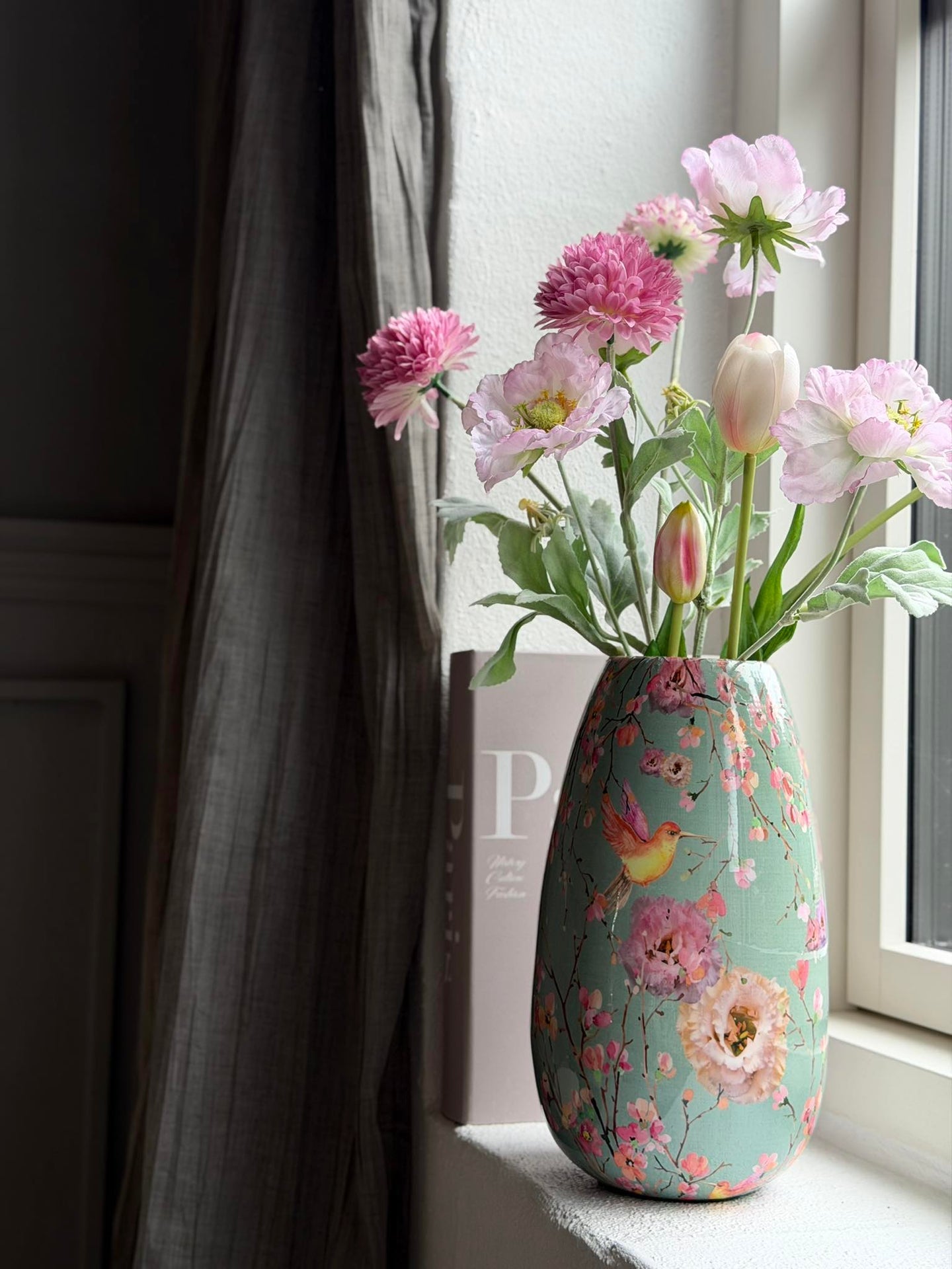 Vase Flower print 25 cm - Grün