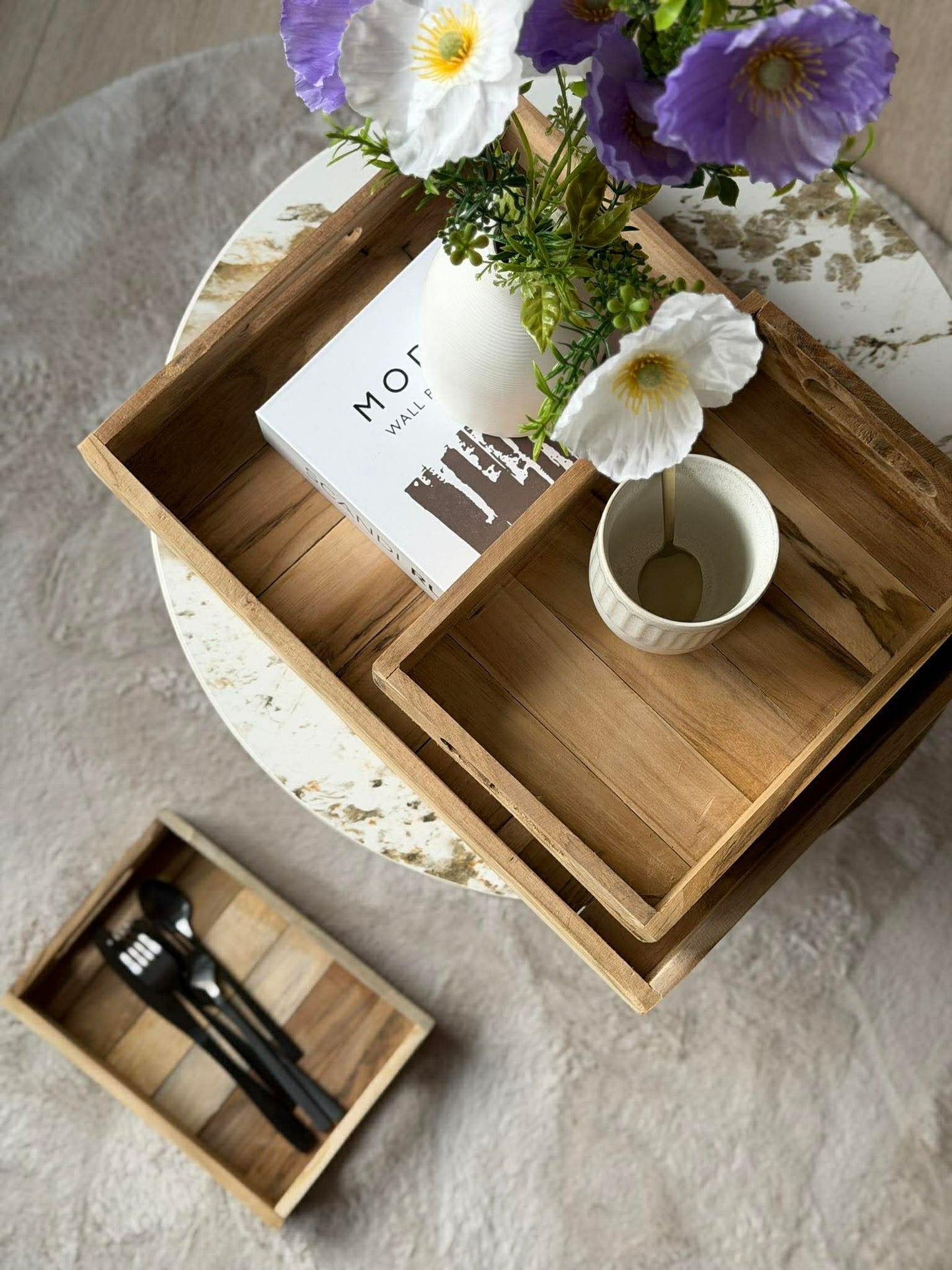 Tablett Teak - Set mit 3 Stück